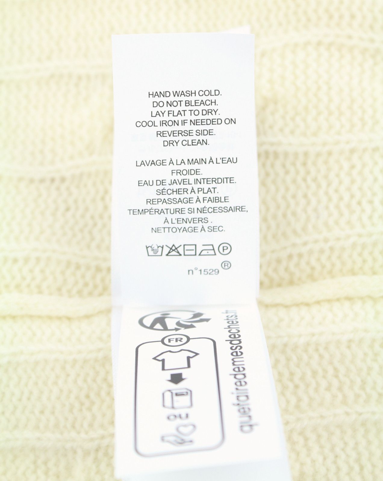 Cream L Wool Cashmere Cable Knit Pullover 86928