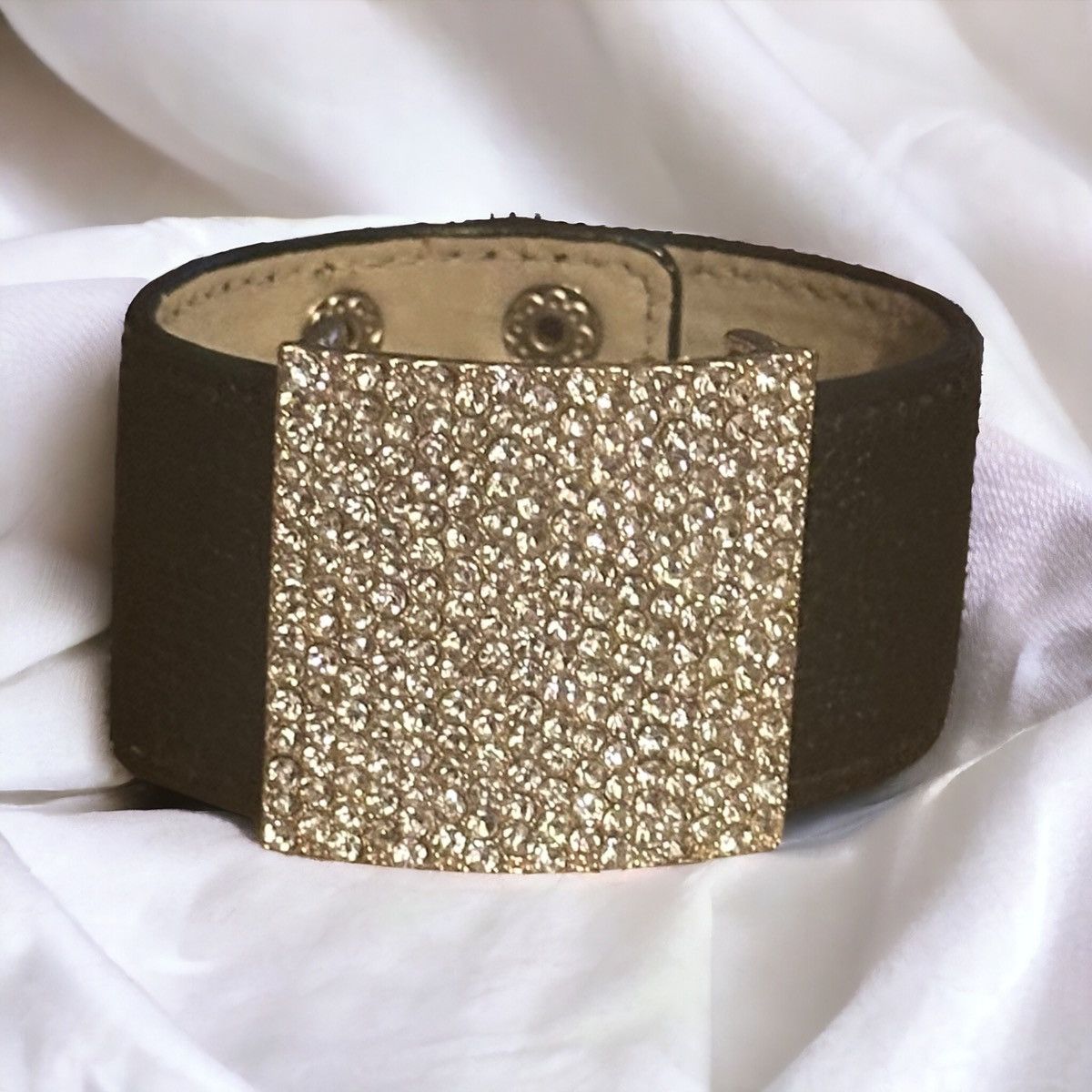 Other Wide paved rhinestone leather bracelet Size ONE SIZE - 1 Thumbnail