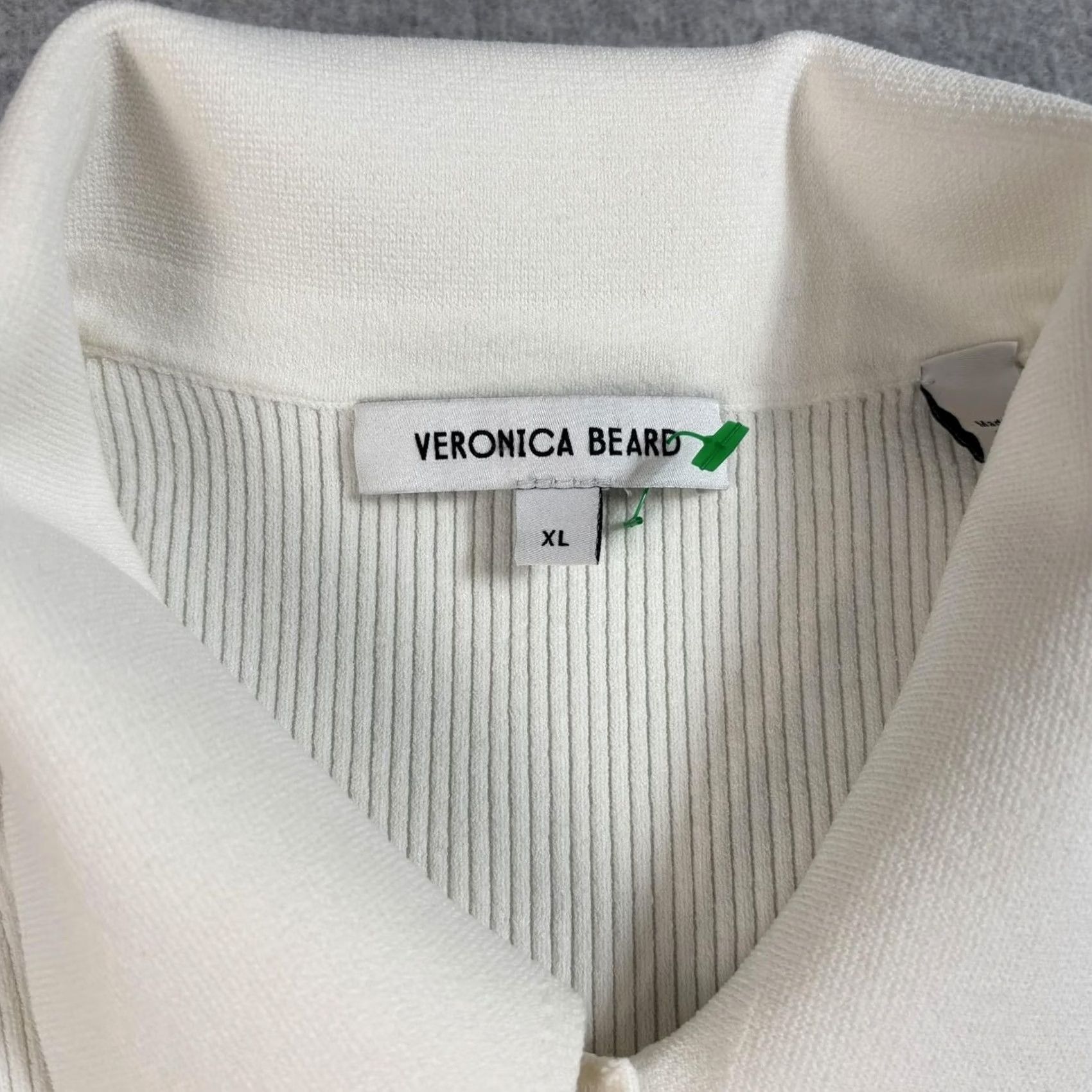 Veronica Beard Veronica Beard Shirt Womens XL Ivory Ribbed Button Front Collared Stretch Office Size XL / US 12-14 / IT 48-50 - 3 Thumbnail