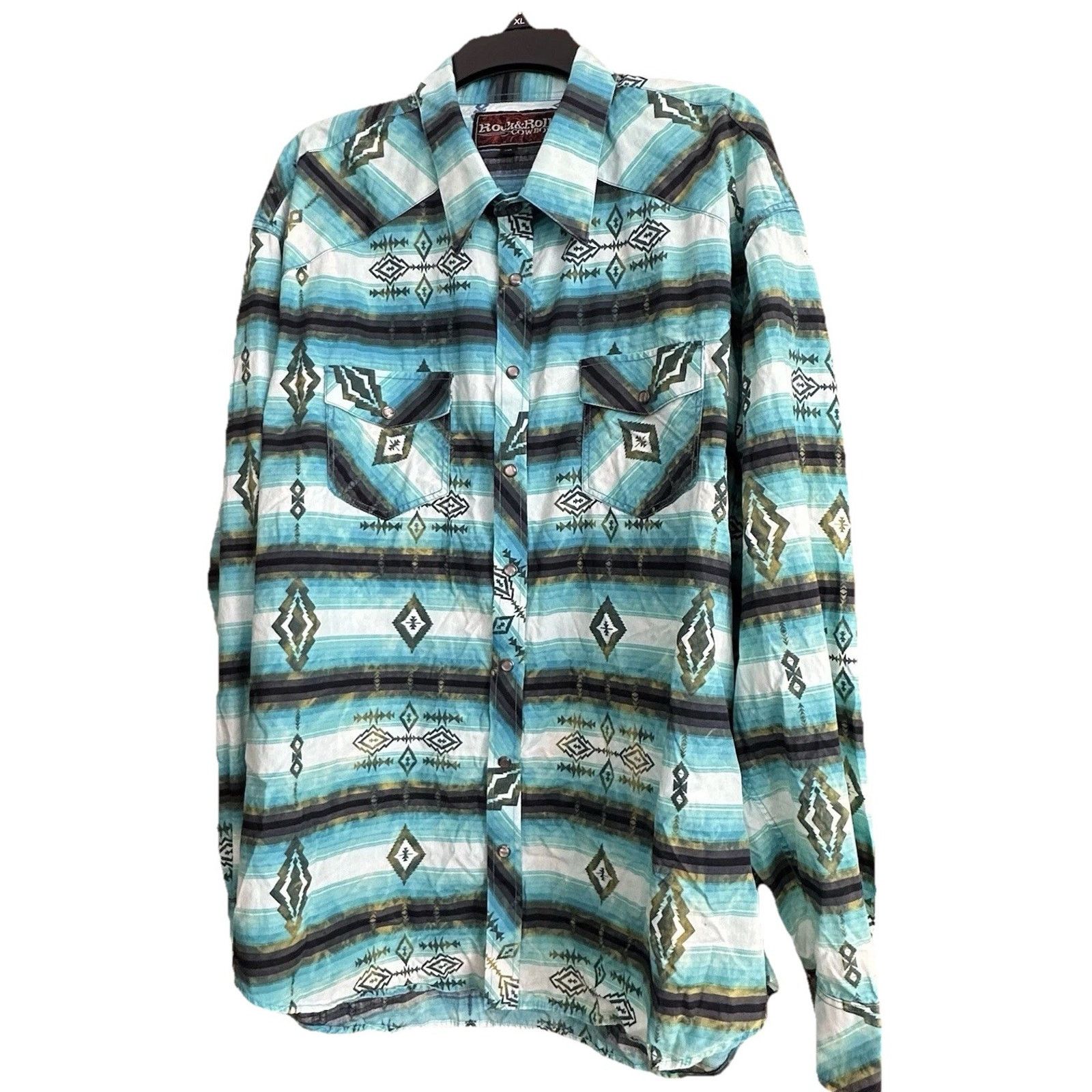 Other Rock & Roll Cowboy Shirt Mens XXL Black Blue Aztec Western Size US XXL / EU 58 / 5 - 2 Thumbnail