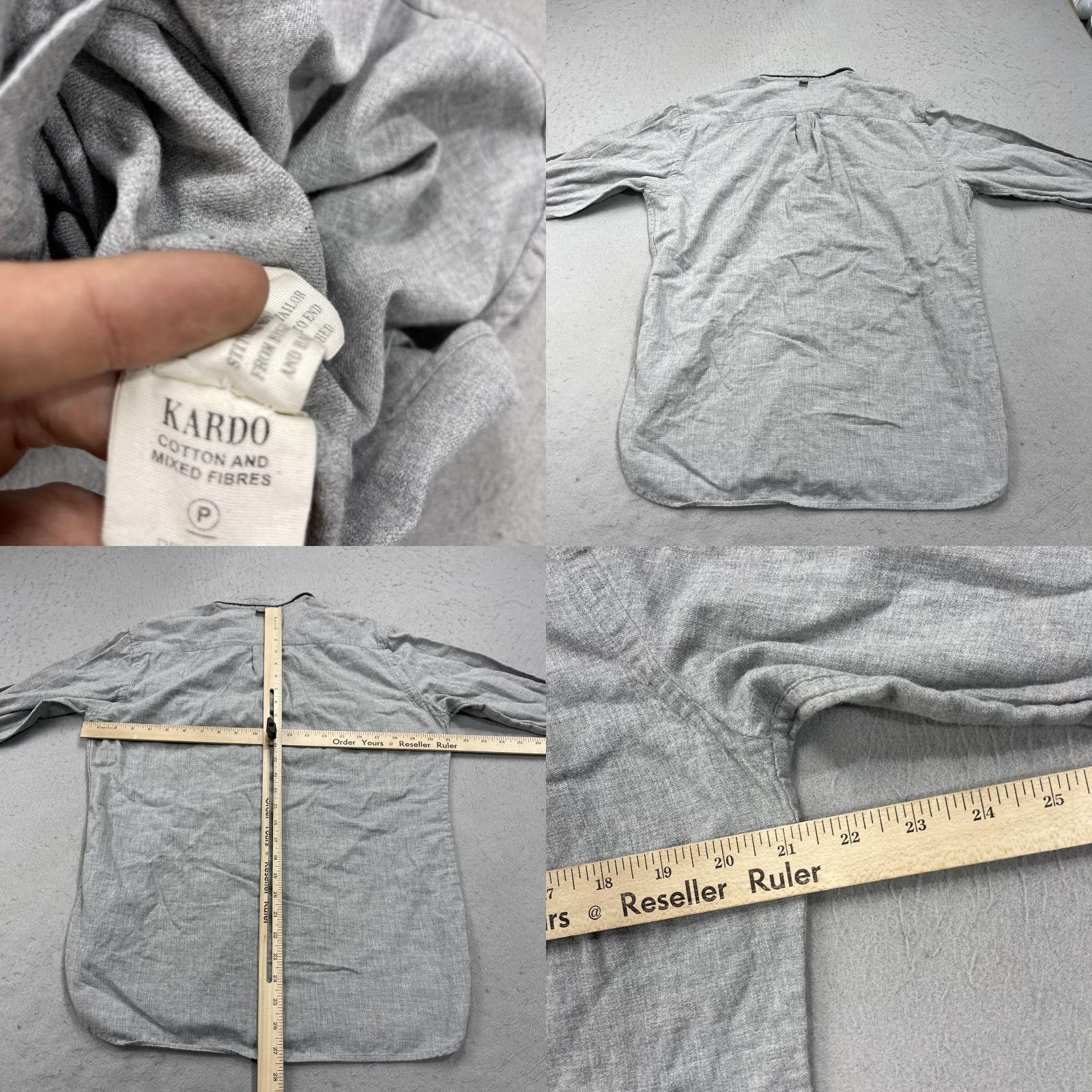 Kardo KARDO Shirt Mens Medium Gray Cotton Blend Long Sleeve Button Up Woven Casual Size US M / EU 48-50 / 2 - 8 Thumbnail