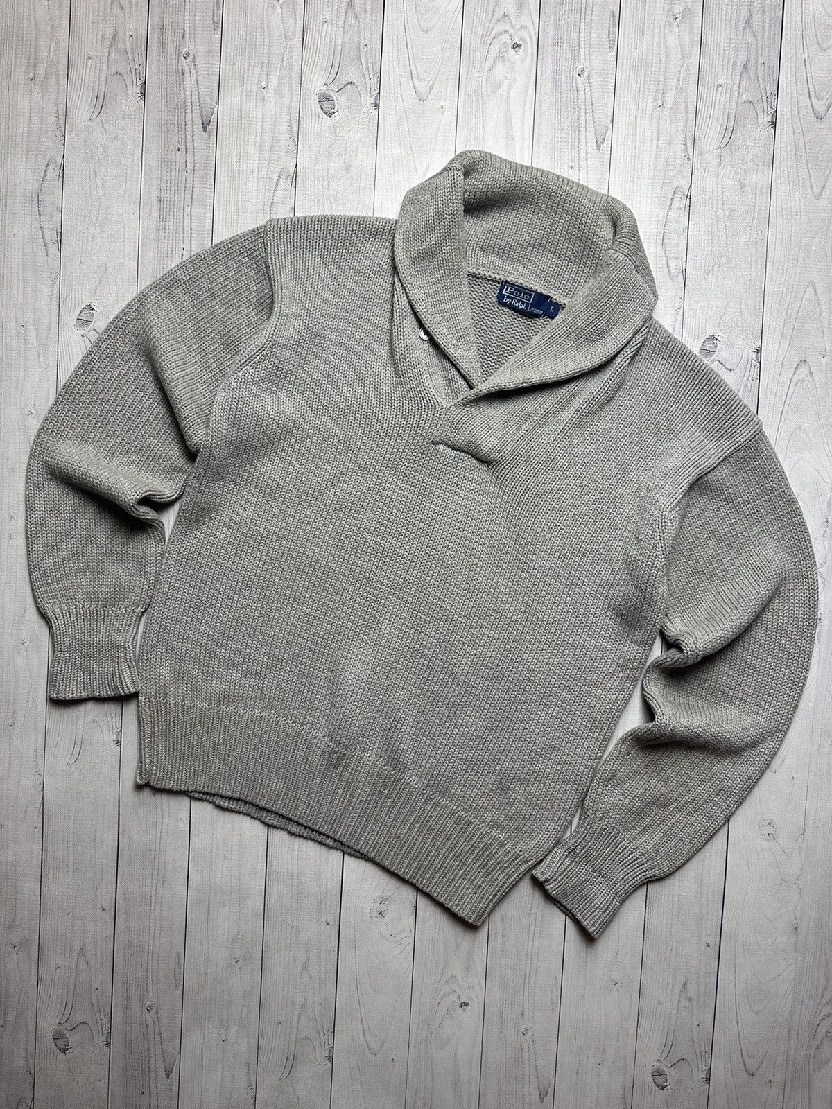 Polo Ralph Lauren × Vintage Vintage Ralph Lauren Sweater size L logo grey Size US L / EU 52-54 / 3 - 1 Thumbnail