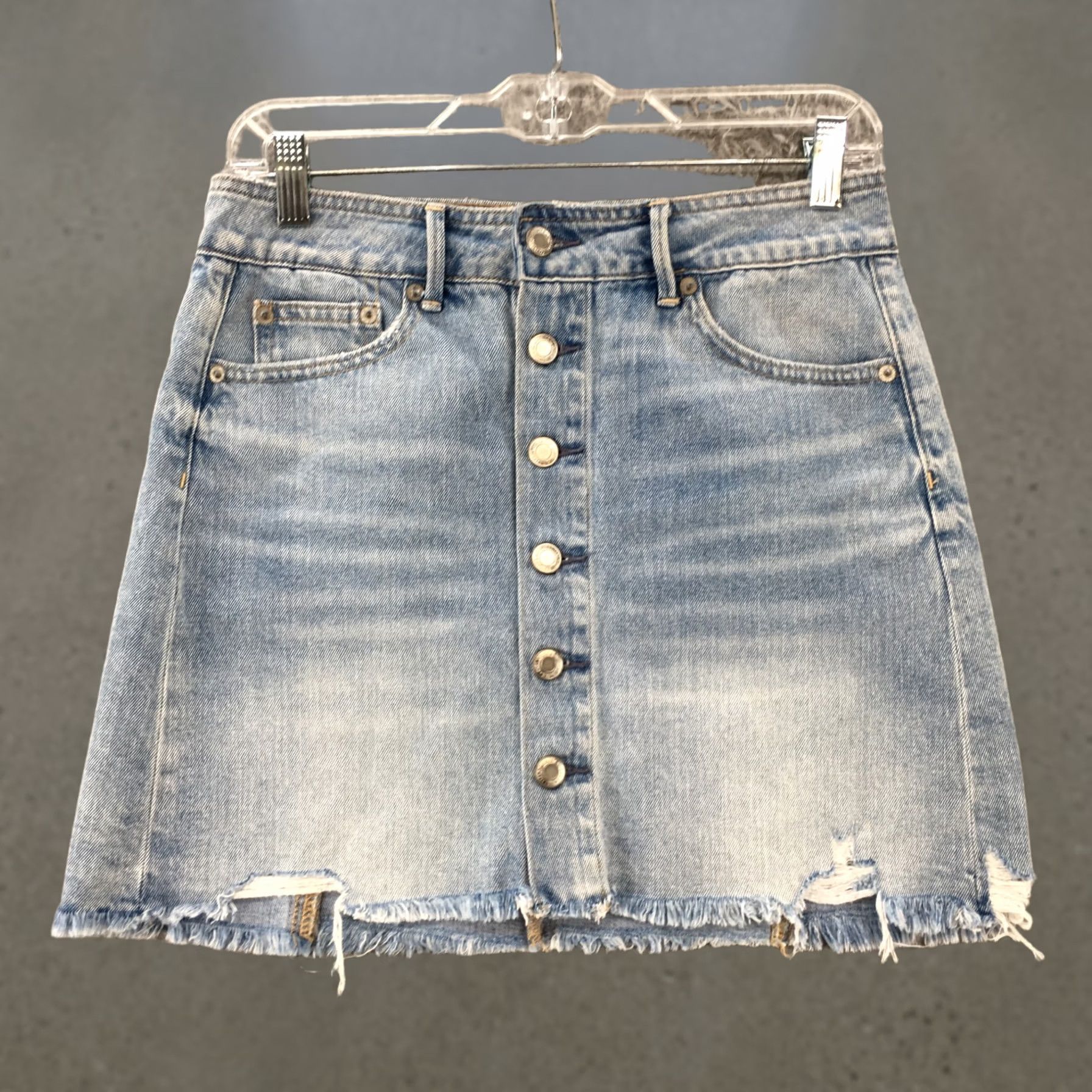 American Eagle Outfitters American Eagle Outfitters A-Line Short Skirts Womens 2 Blue Light Wash Denim Shirt? Size 26" / US 2 / IT 38 - 1 Thumbnail