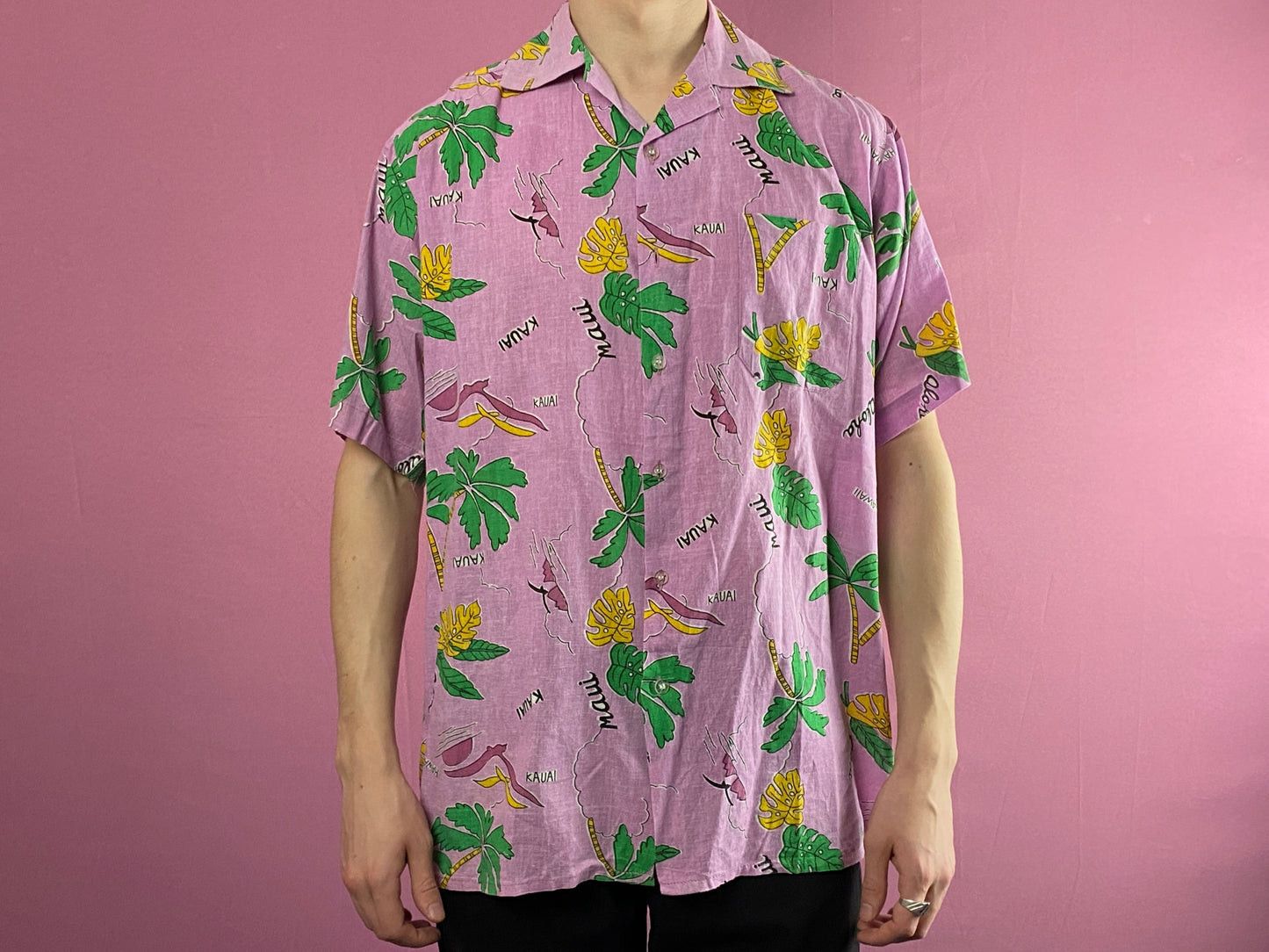 Vintage 80s Sun Light Vintage Men's Palms Print Hawaiian Shirt - S Size US S / EU 44-46 / 1 - 4 Thumbnail