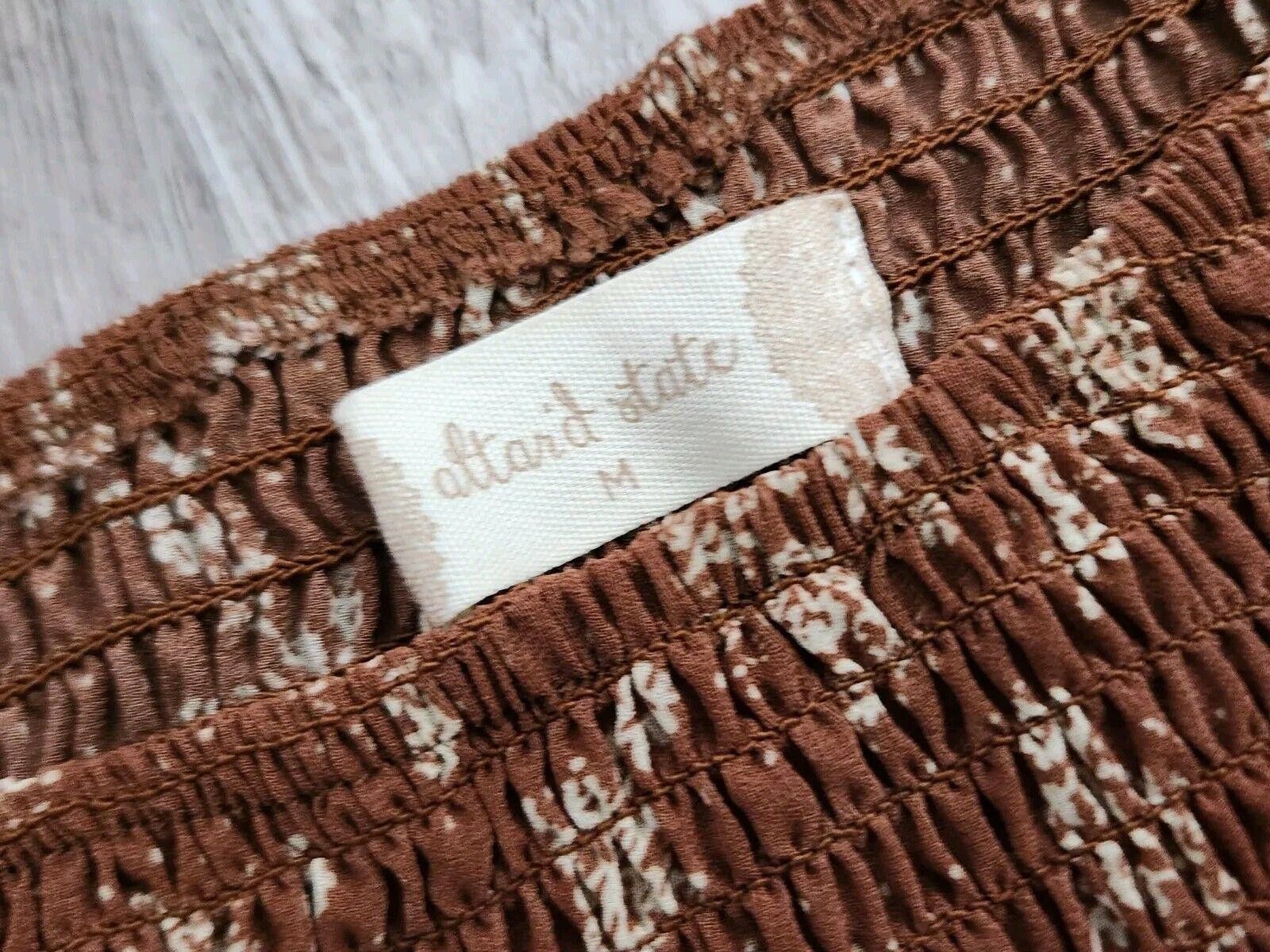 Designer Alta'rd State Crop Top Medium Brown Puff Sleeves Sheer Size M / US 6-8 / IT 42-44 - 3 Thumbnail