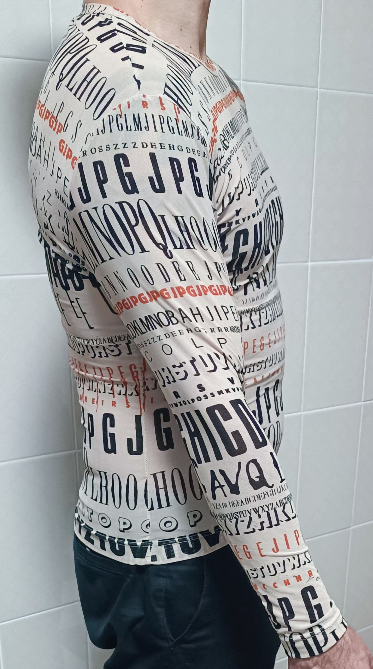 Jean Paul Gaultier Fall 1995 - Iconic letters lycra top Size US M / EU 48-50 / 2 - 8 Thumbnail