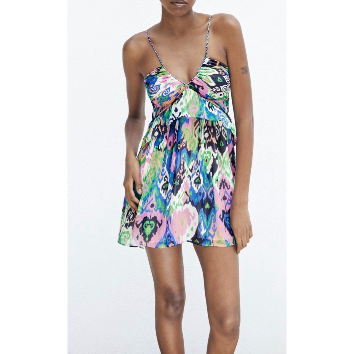 Other Zara Lingerie Style Print Dress NWT NEW Size L / US 10 / IT 46 - 7 Thumbnail
