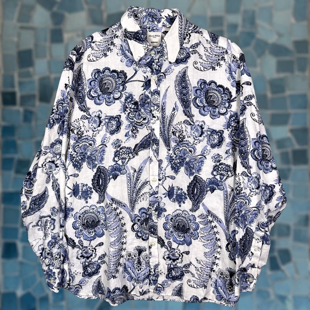 Murano Murano Baird McNutt Linen Shirt Mens L Paisley Floral Button-Up Size US L / EU 52-54 / 3 - 1 Thumbnail