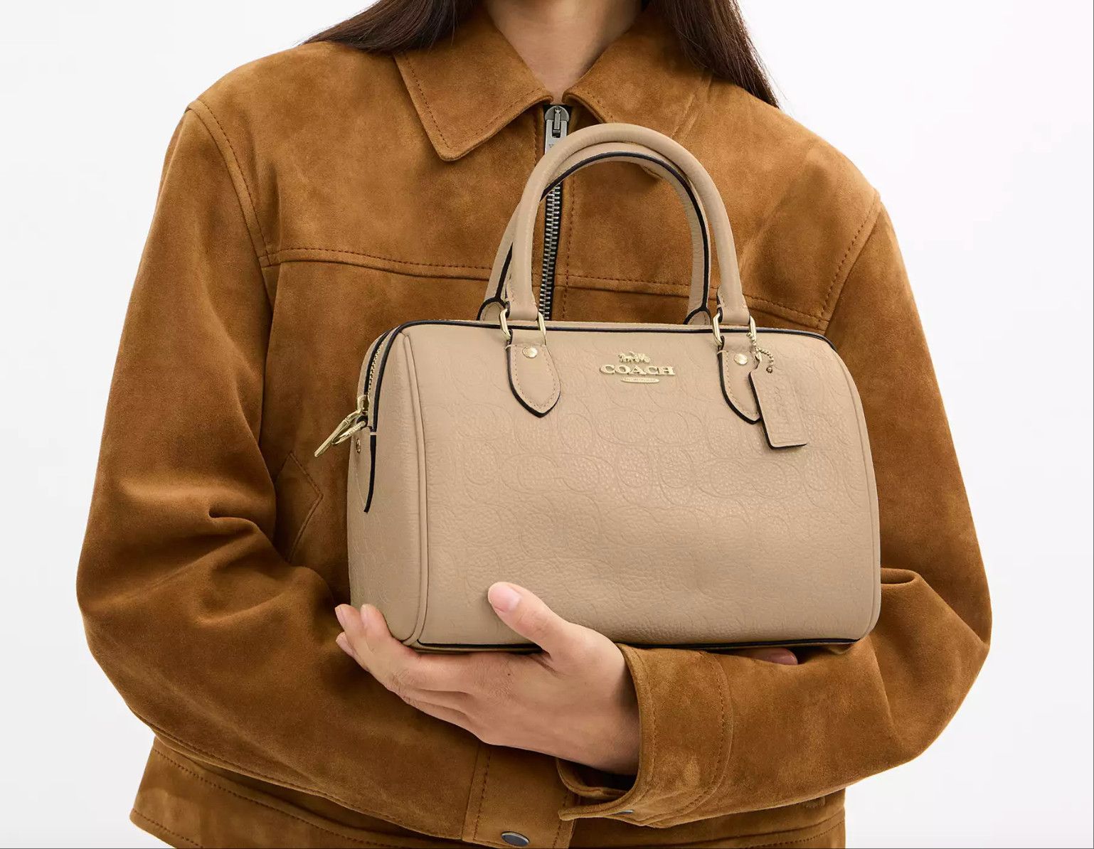 Coach Rowan Satchel Bag In Signature Leather CCD50 Oat Size ONE SIZE - 11 Thumbnail