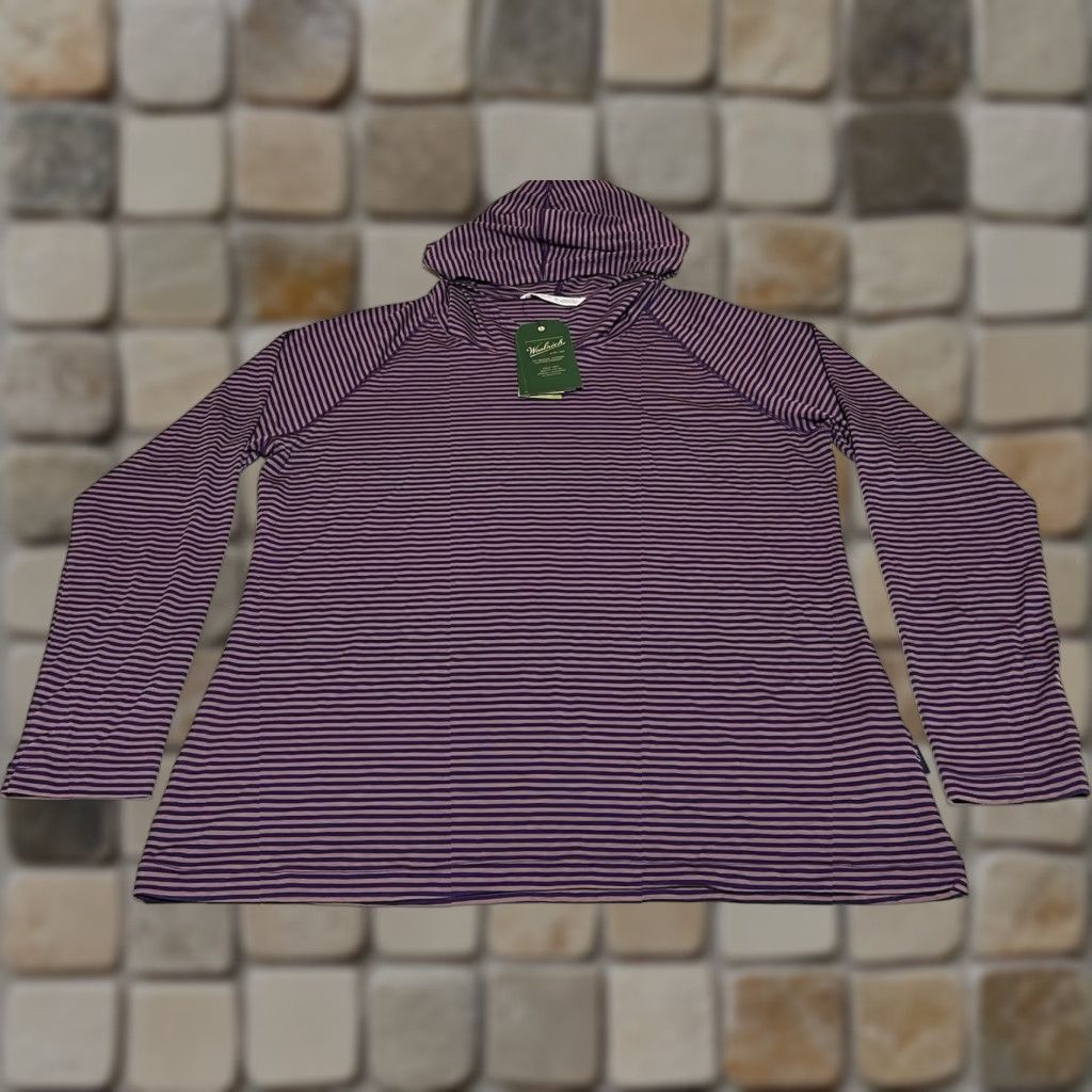 Vintage Woolrich T-Shirt Hoodie Hooded Long Sleeve Striped Purple XL Women’s Regular Basic Outdoor NWT Size XL / US 12-14 / IT 48-50 - 1 Thumbnail