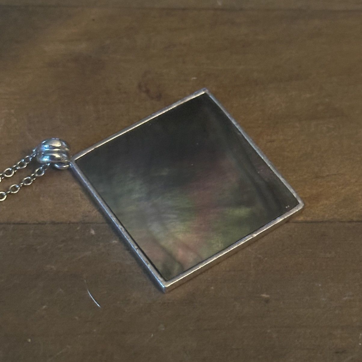 Vintage Vintage silver tone abalone mother of pearl pendant necklace Size ONE SIZE - 2 Thumbnail