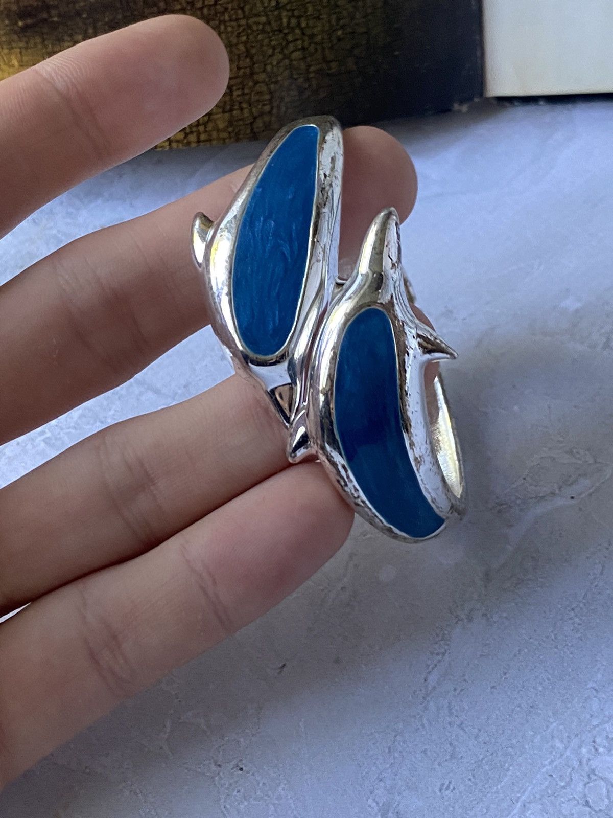 Japanese Brand × Jewelry × Vintage Vintage Dolphin Bracelet w/ Blue Enamel Size ONE SIZE - 13 Thumbnail