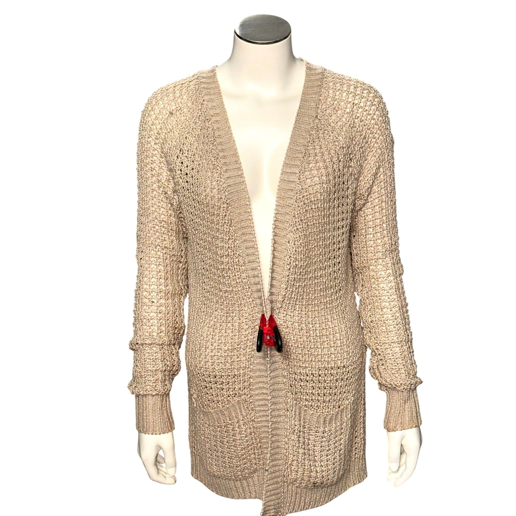Other Ashley Premium Open Front Cotton Knit Cardigan In Beige With Size M / US 6-8 / IT 42-44 - 1 Thumbnail