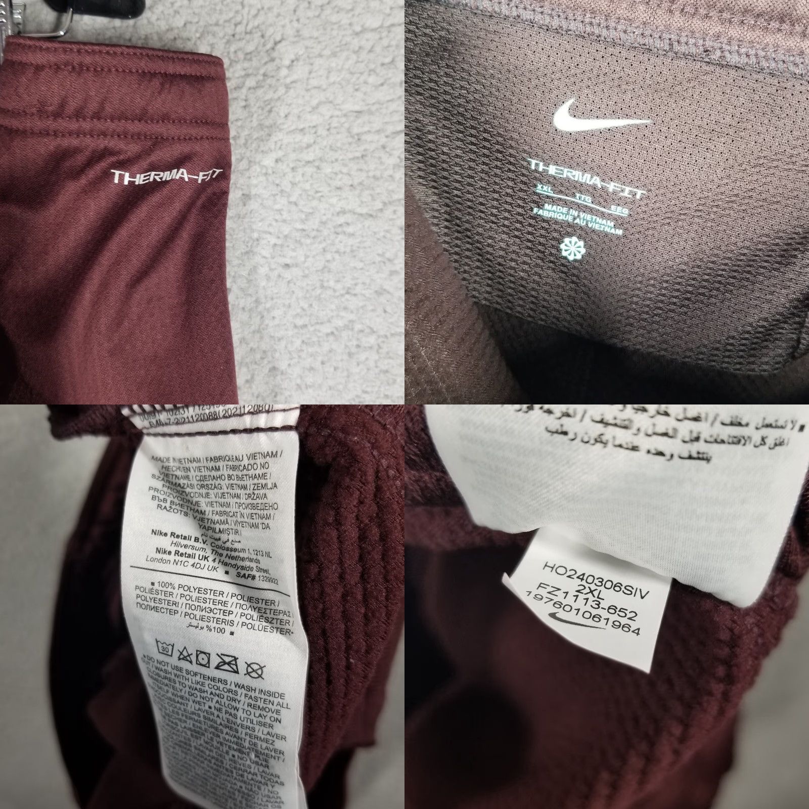 Nike Nike Track Pants Mens XXL Burgundy Crush/Black Therma-FIT Water-Repellent Sphere Miler Pants Trousers Size US 39 - 8 Thumbnail