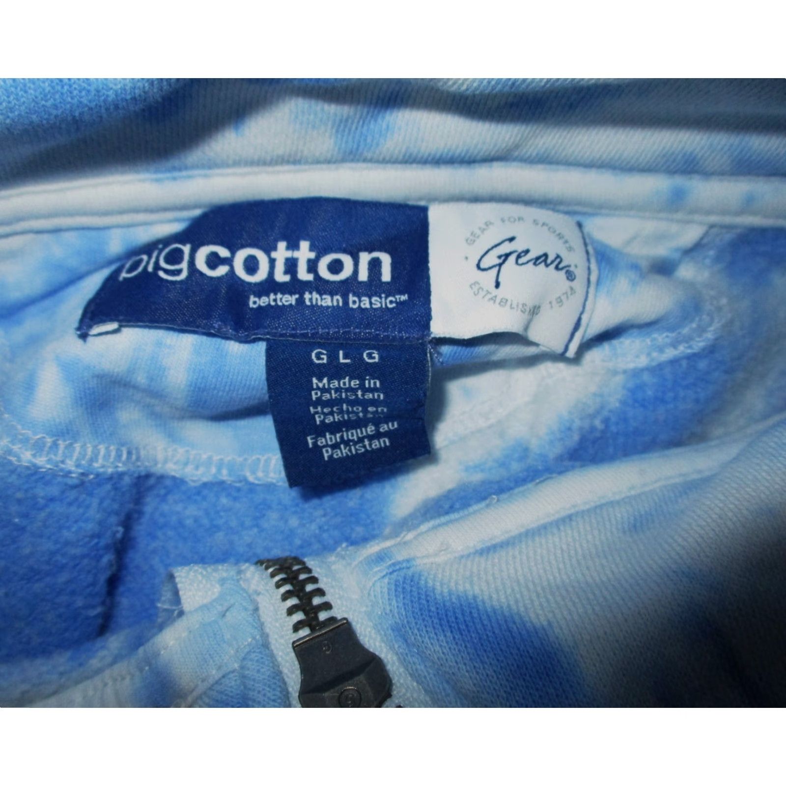 Vintage Gear Sweatshirt One/2 Zip Tie Dye Big Cotton by GEAR Blue L Women’s V-Neck Zip Athletic 80% Cotton 20% Polyester Long Sleeve NYOT? Size L / US 10 / IT 46 - 6 Thumbnail
