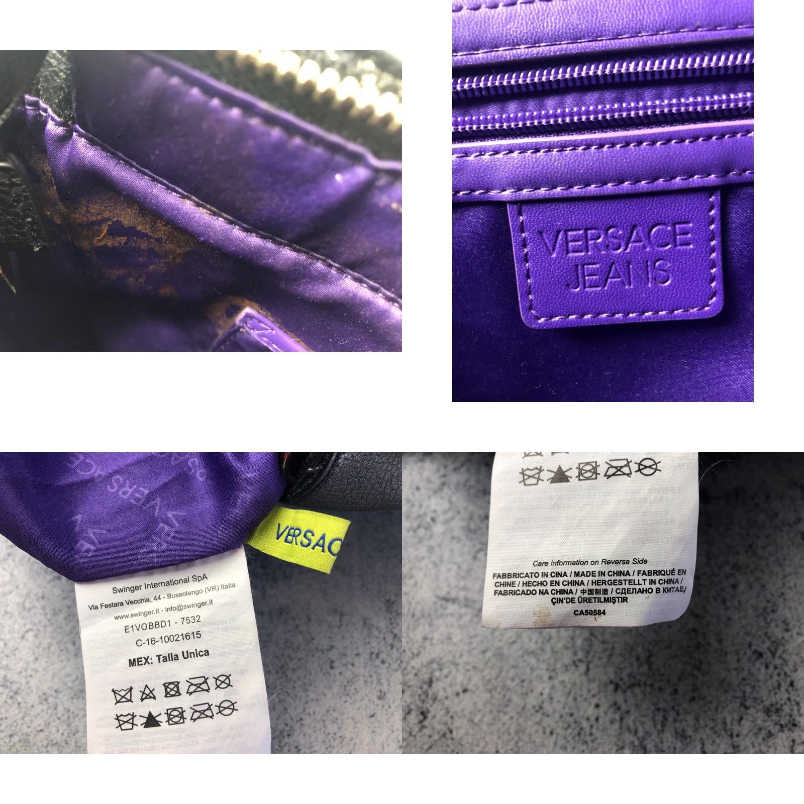Versace Jeans Couture Versace Jeans Women's Handbag Croc-Embossed Black Polyester Logo Bag Size 32" / US 10 / IT 46 - 9 Thumbnail