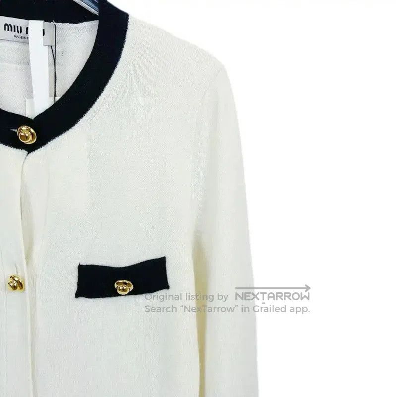 Miu Miu Miu Miu White Cotton Long Sleeve Pullover Sweater . Size S / US 4 / IT 40 - 3 Thumbnail