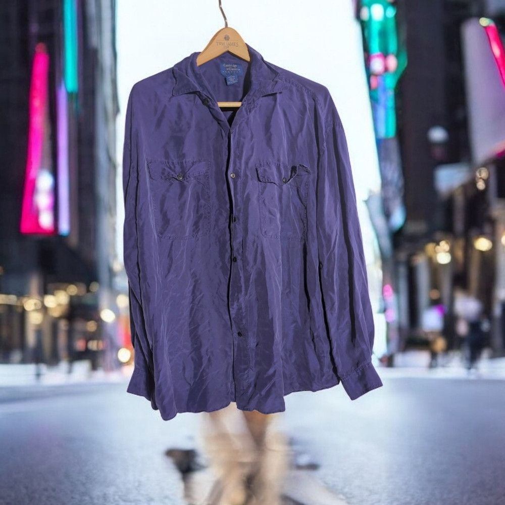 Vintage Men's Purple Silk Shirt sz L Vintage Cambridge Classics Size US L / EU 52-54 / 3 - 1 Thumbnail