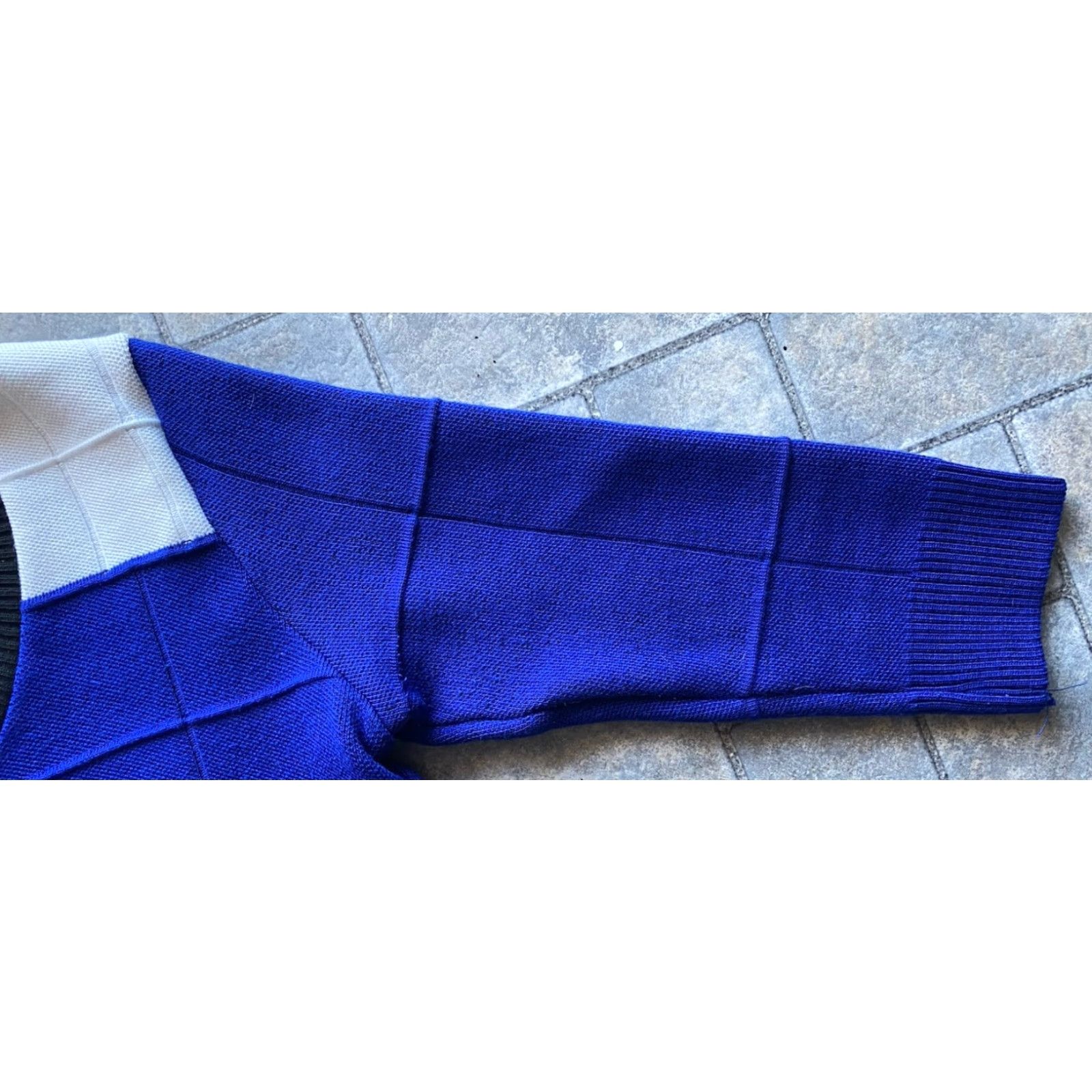 Vintage VINTAGE Elhoffer Design WOMENS SMALL Cropped Sweater Cardigan Blue White Made In USA Womens Small Cardigan USA Theme 90s? Size S / US 4 / IT 40 - 5 Thumbnail