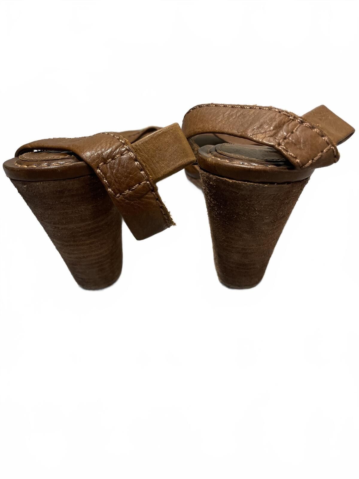 Frye Frye Brown Leather Wedge Sandals Womens 9.5 Sling Back Boho Size US 9.5 / IT 39.5 - 3 Thumbnail