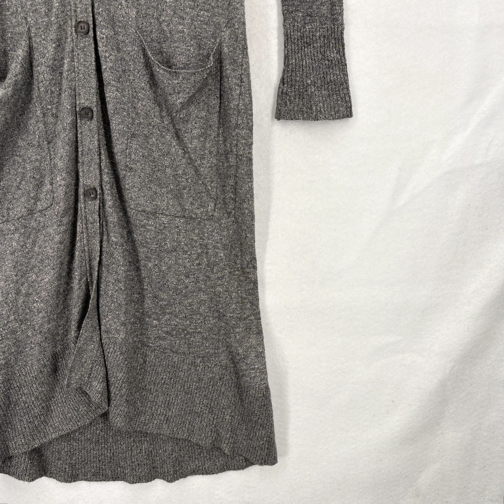 Vince Vince Womens Cardigan Sweater Longline Duster Pockets Gray Small V-Neck Linen Blend Knit Shirt/Top, 80% viscose, 20% linen, Lightweight Mens? Womens Size S / US 4 / IT 40 - 3 Thumbnail