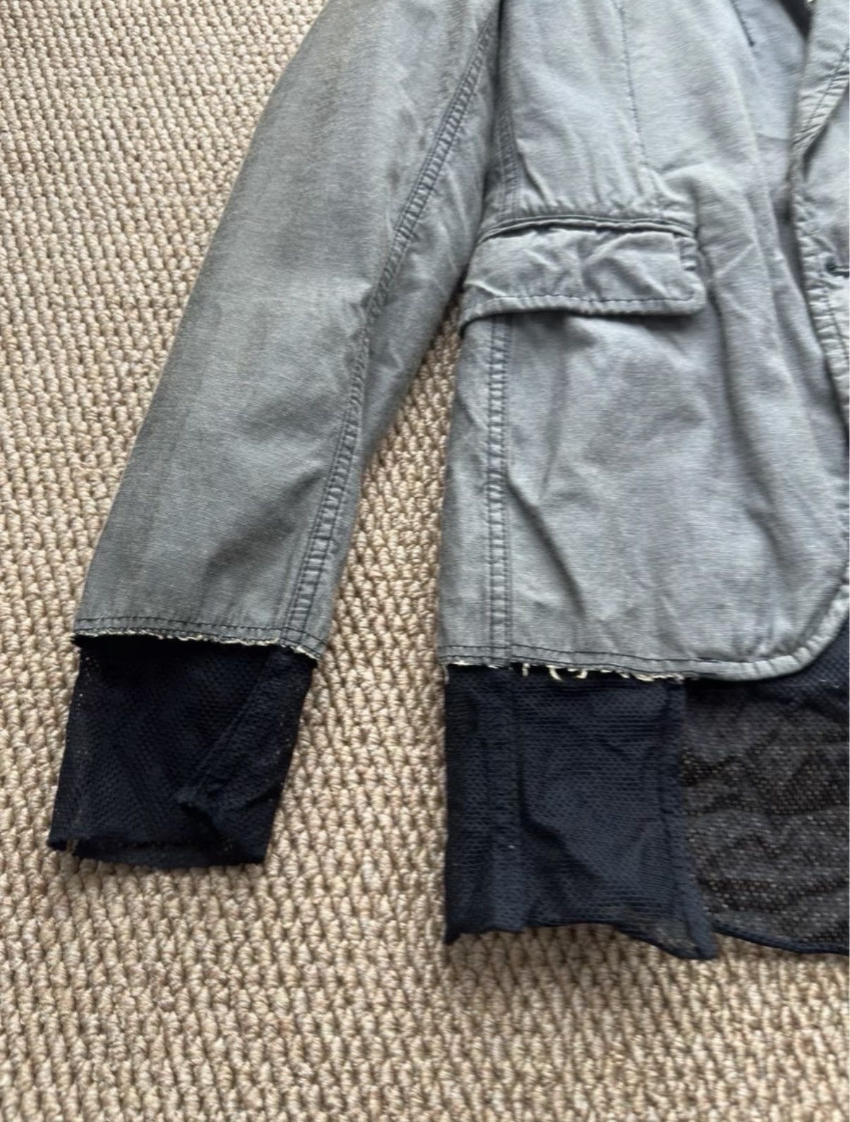 Comme des Garcons COMME des GARÇONS Grey Distressed Mesh Panel Jacket K23 Size US XS / EU 42 / 0 - 3 Thumbnail