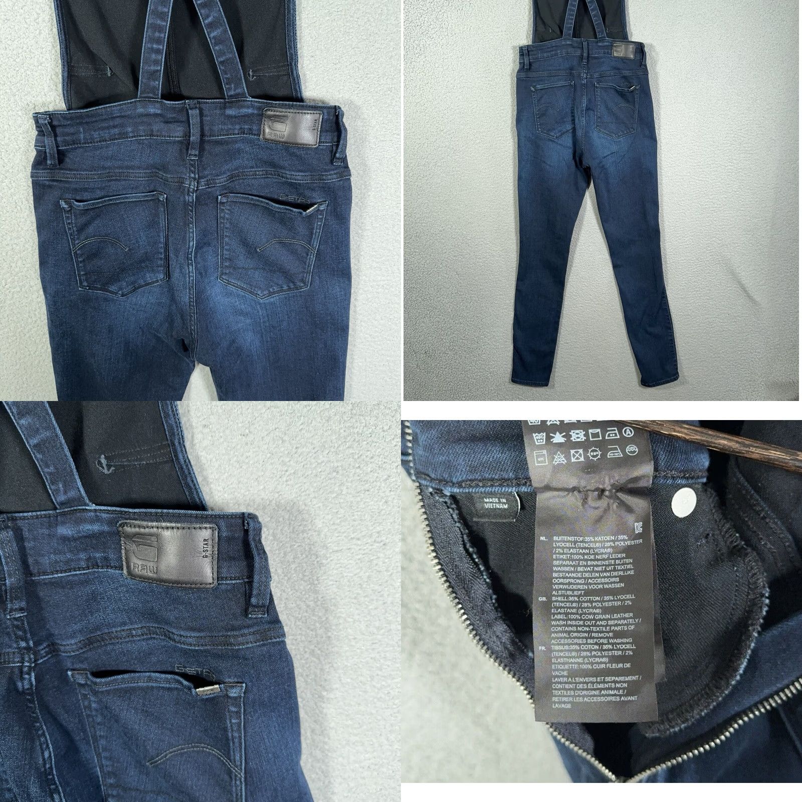 G-Star G-Star 3301 HW Skinny Overalls Womens Medium Blue Denim Bibs Dungarees Jeans Size 32" / US 10 / IT 46 - 10 Thumbnail