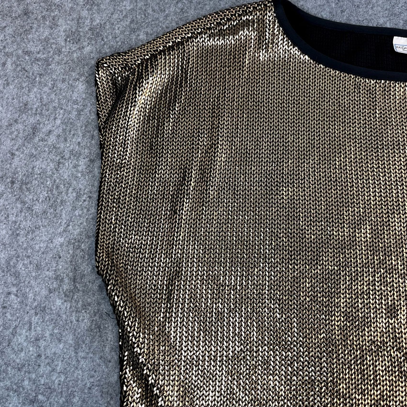 Yves Saint Laurent VINTAGE Yves Saint Laurent Womens Top Gold Sequins 70s Oversized 14 UK14-16 70s Luxury Saint Laurent Top Womens Gold Sequins 70s Oversized 14 UK14-16 Size XL / US 12-14 / IT 48-50 - 2 Thumbnail