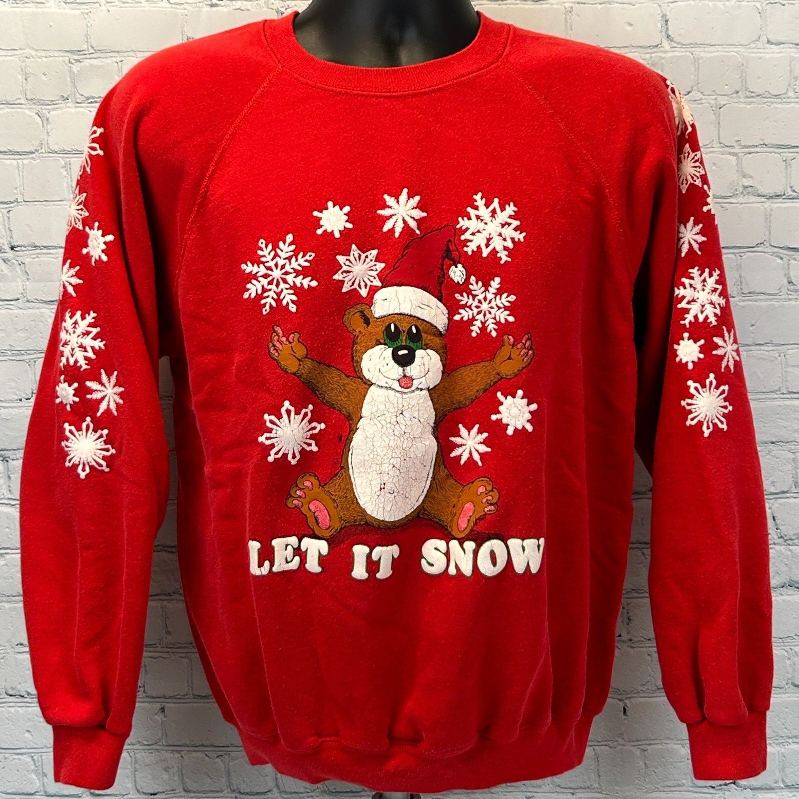 Hanes Vintage 80s Let It Snow Christmas Sweatshirt Sweater Medium Size US M / EU 48-50 / 2 - 2 Thumbnail