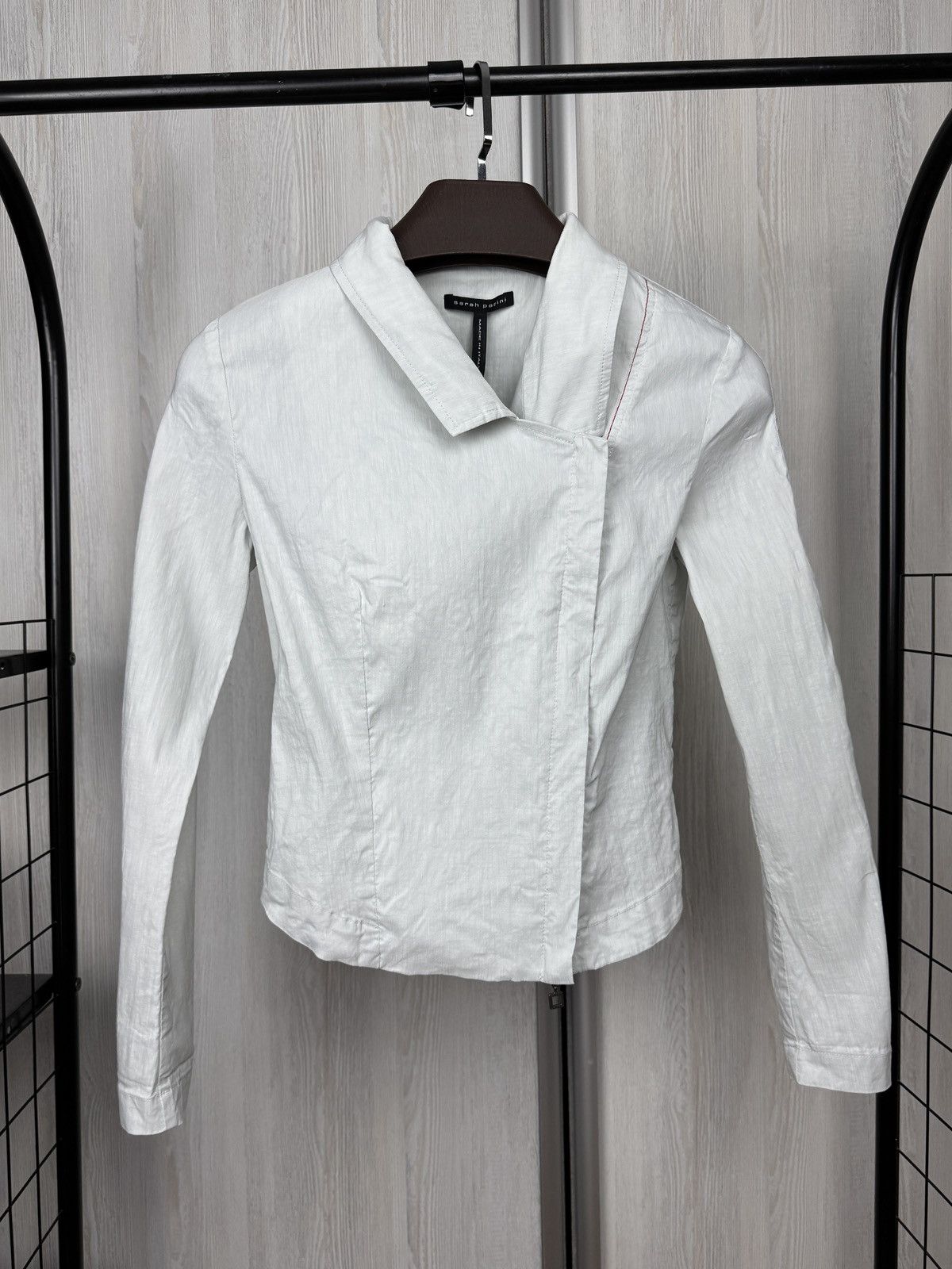 Sarah Pacini Sarah Pacini Women's Gray Asymmetrical Linen Zip Jacket Size XS / US 0-2 / IT 36-38 - 1 Thumbnail