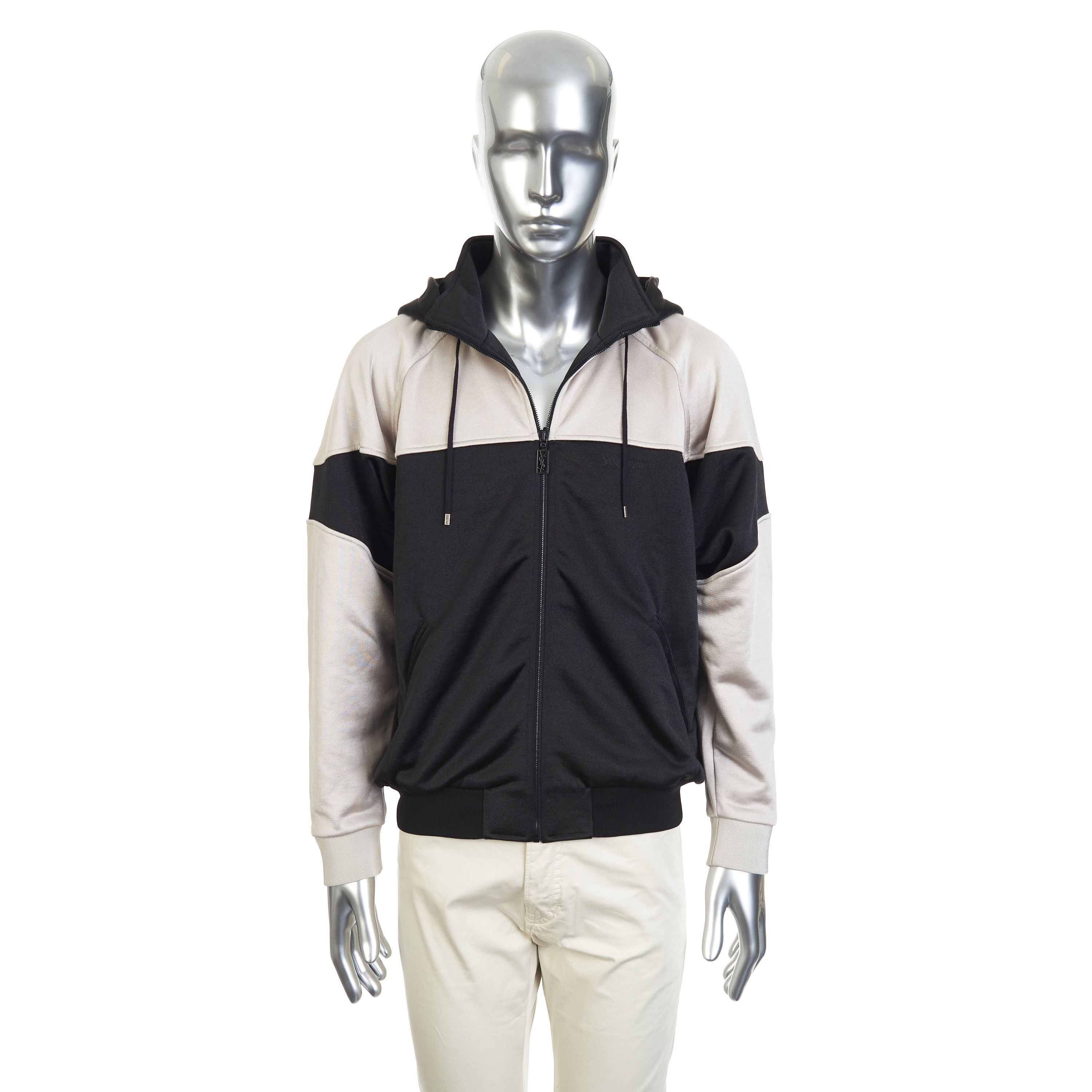 Saint Laurent Paris Zip-Up Hoodie In Black & Pearl Technical Cotton Size US L / EU 52-54 / 3 - 2 Thumbnail