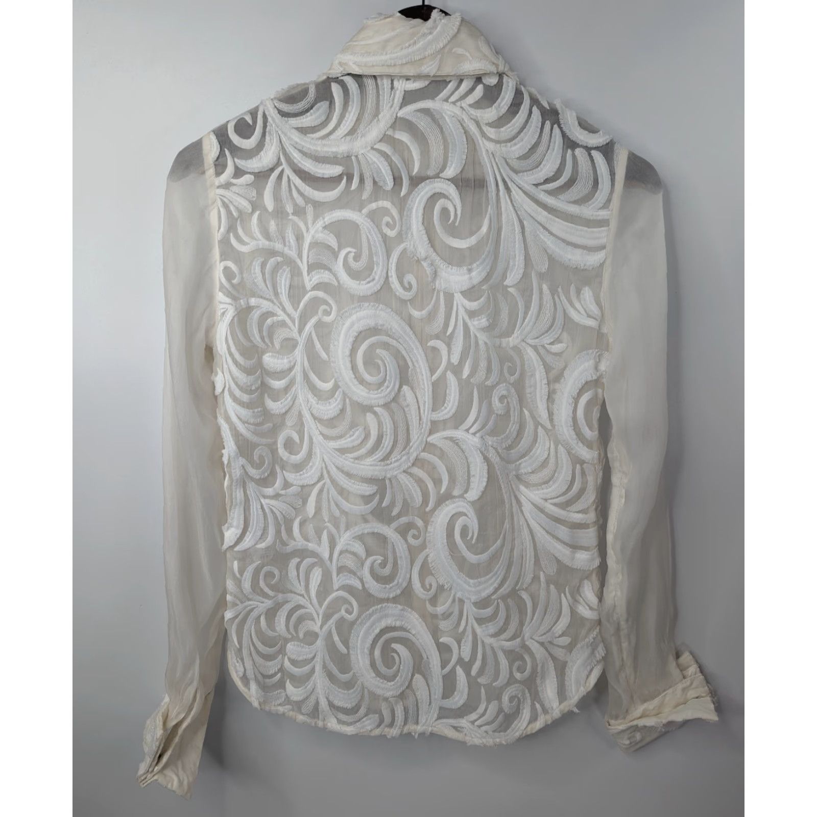 ANNE FONTAINE VINTAGE Anne Fontaine Paris Silk Sheer Ivory Collar Long Sleeve Blouse Shirt 38 Size XS / US 0-2 / IT 36-38 - 5 Thumbnail