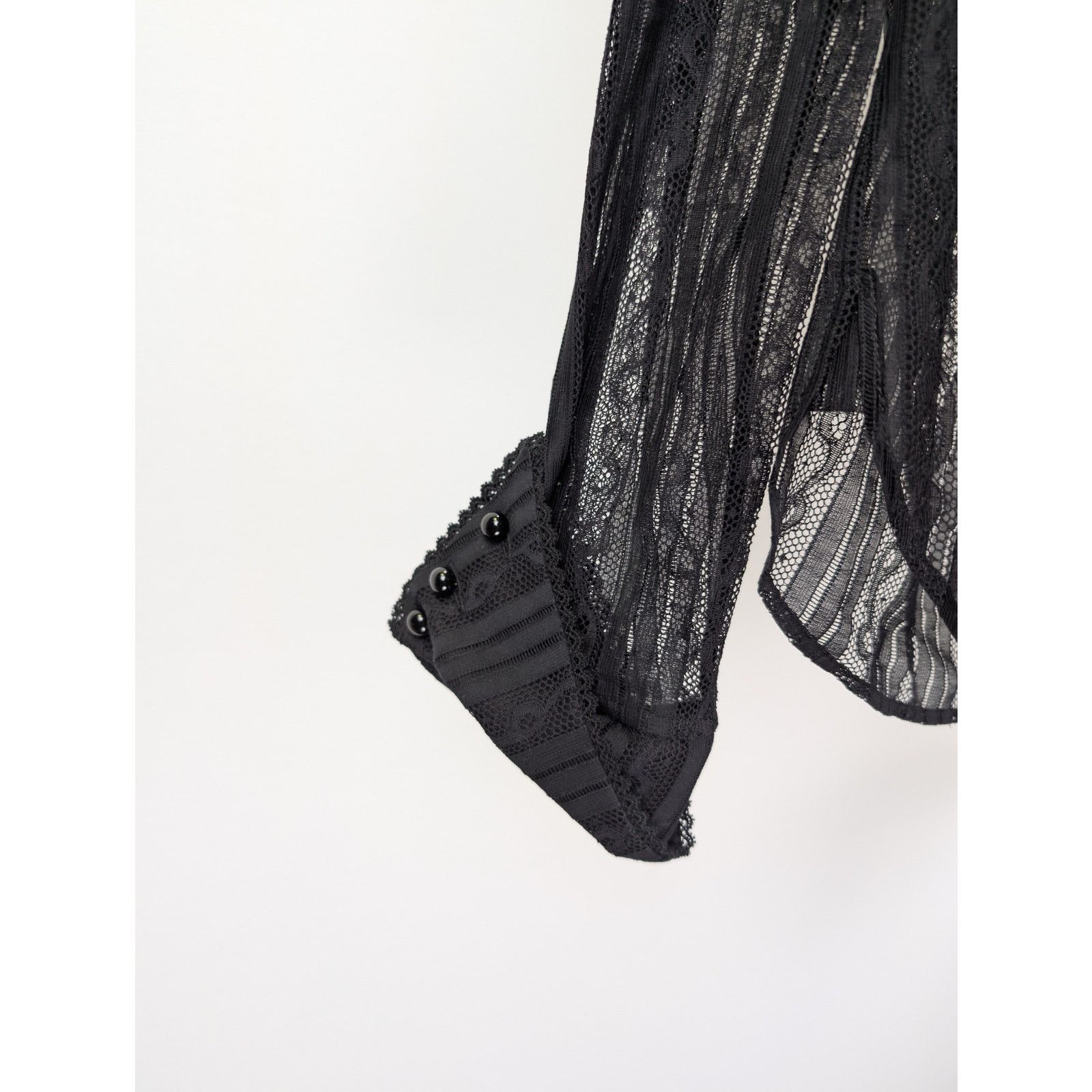 Saint Laurent Paris o1rshd1 Chemise Blouse Femme Dentelle Galon Shirt in Black Size US M / EU 48-50 / 2 - 6 Thumbnail