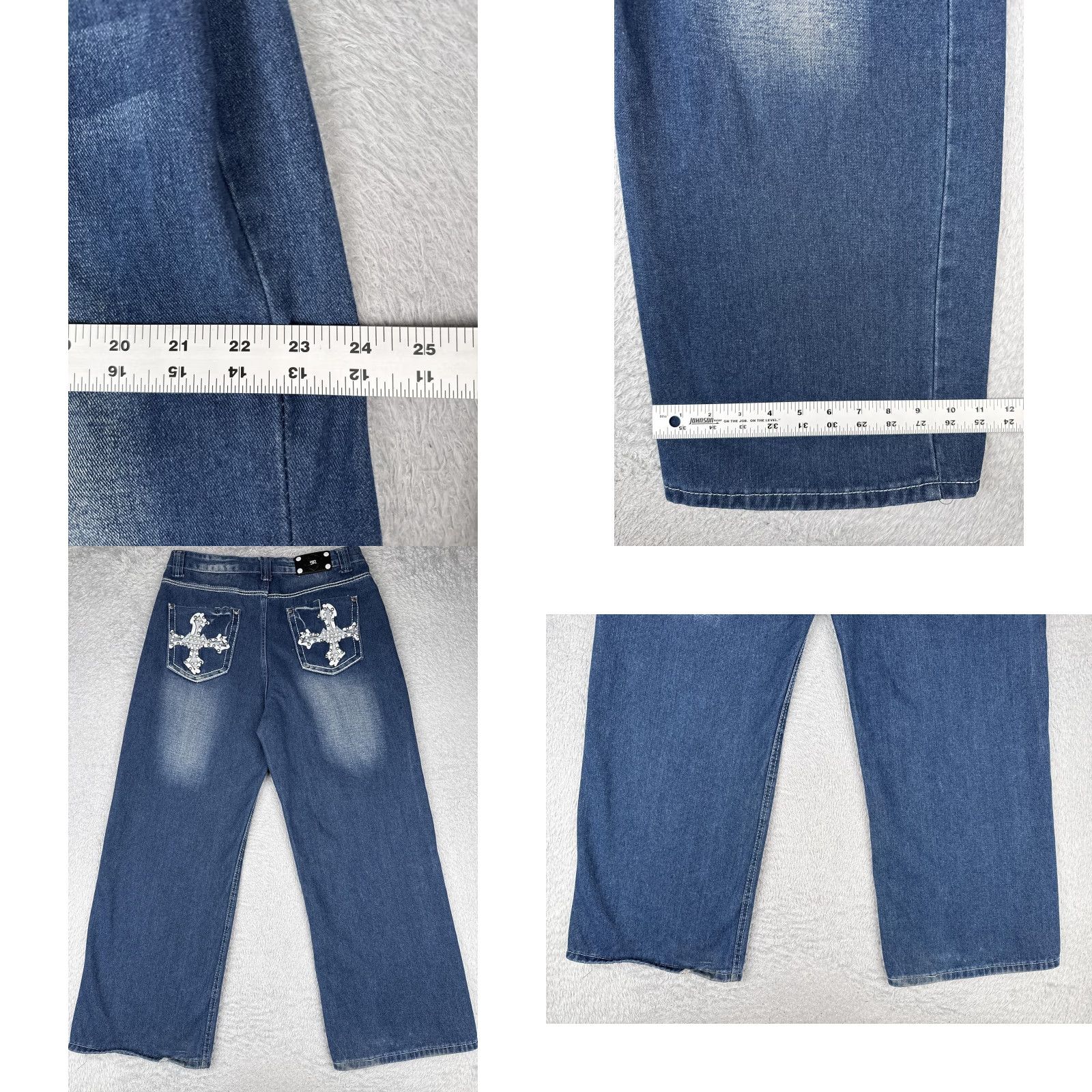 Miss Me VINTAGE Miss Me Jeans Womens 27 Blue Rhinestone Cross Back Pockets Distressed JP5854B Size 27" / US 4 / IT 40 - 9 Thumbnail