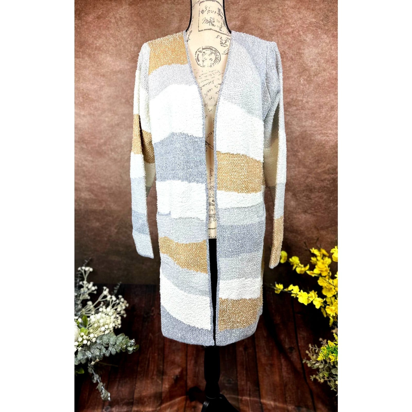 Other Fortune & Ivy Layla Open Cardigan Cream Tan Grey size L Size L / US 10 / IT 46 - 7 Thumbnail