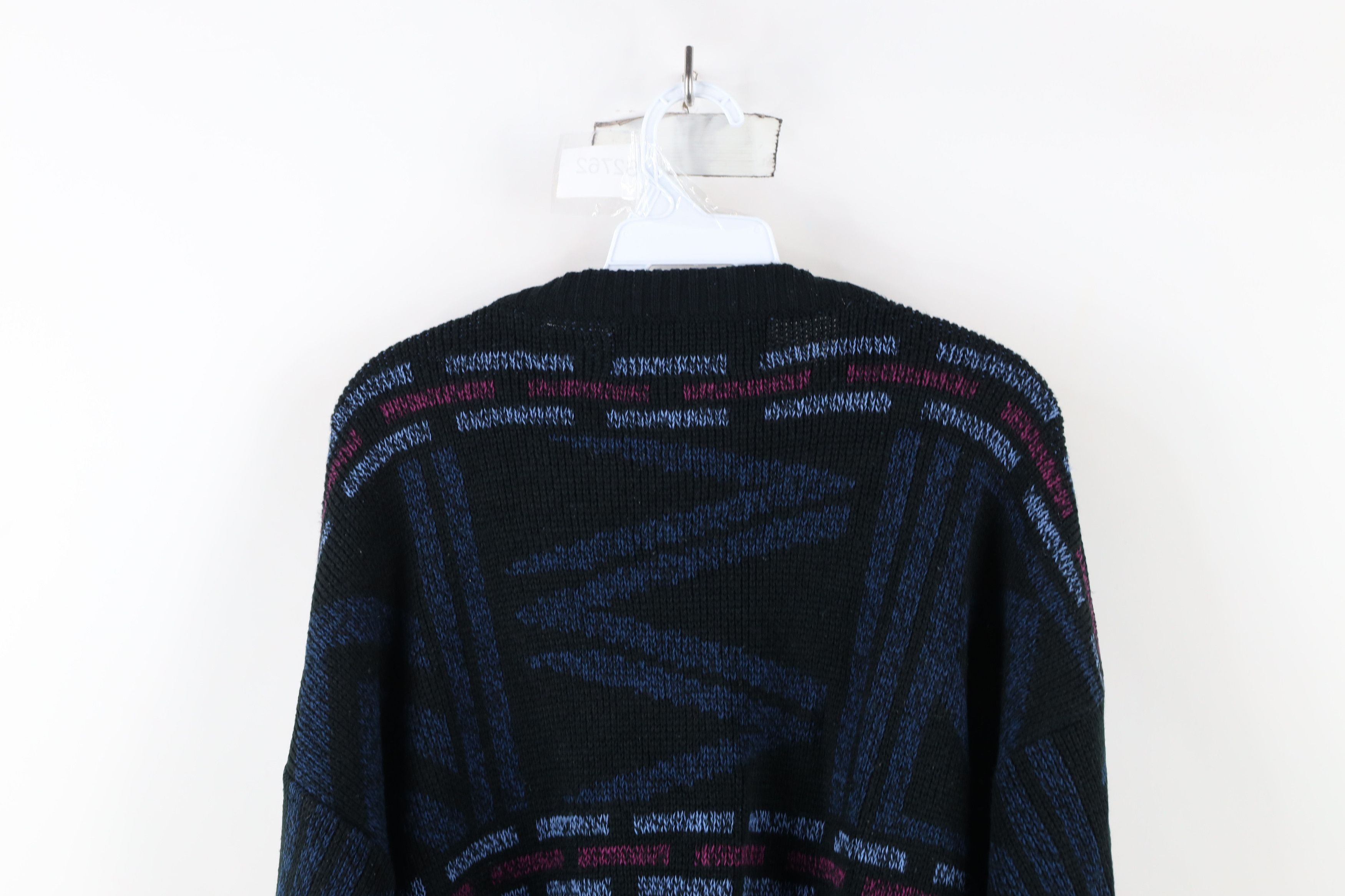 Vintage Vintage 90s Coogi Style Geometric Leather Trim Knit Sweater Size US L / EU 52-54 / 3 - 10 Thumbnail