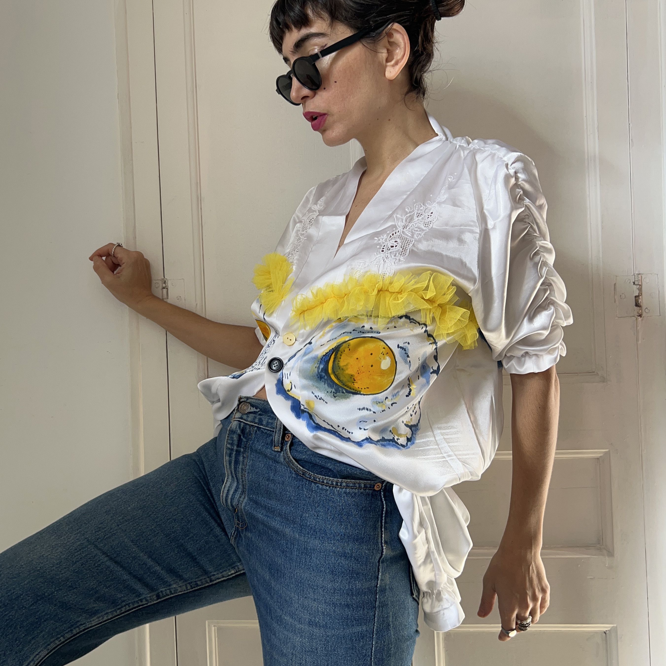 Custommade Vintage Reworked Sleep Fried Eggs Shirt Size XS / US 0-2 / IT 36-38 - 7 Thumbnail