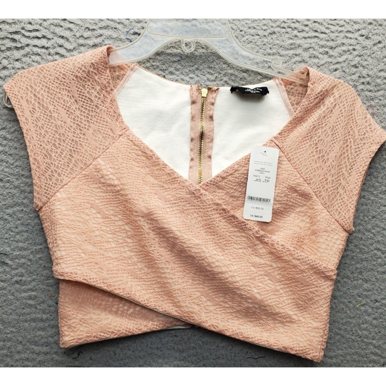 Bebe Bebe Womens XS Pink Cropped Wrap Top Sleeveless Zip Back Textured Solid Blouse Size XS / US 0-2 / IT 36-38 - 2 Thumbnail