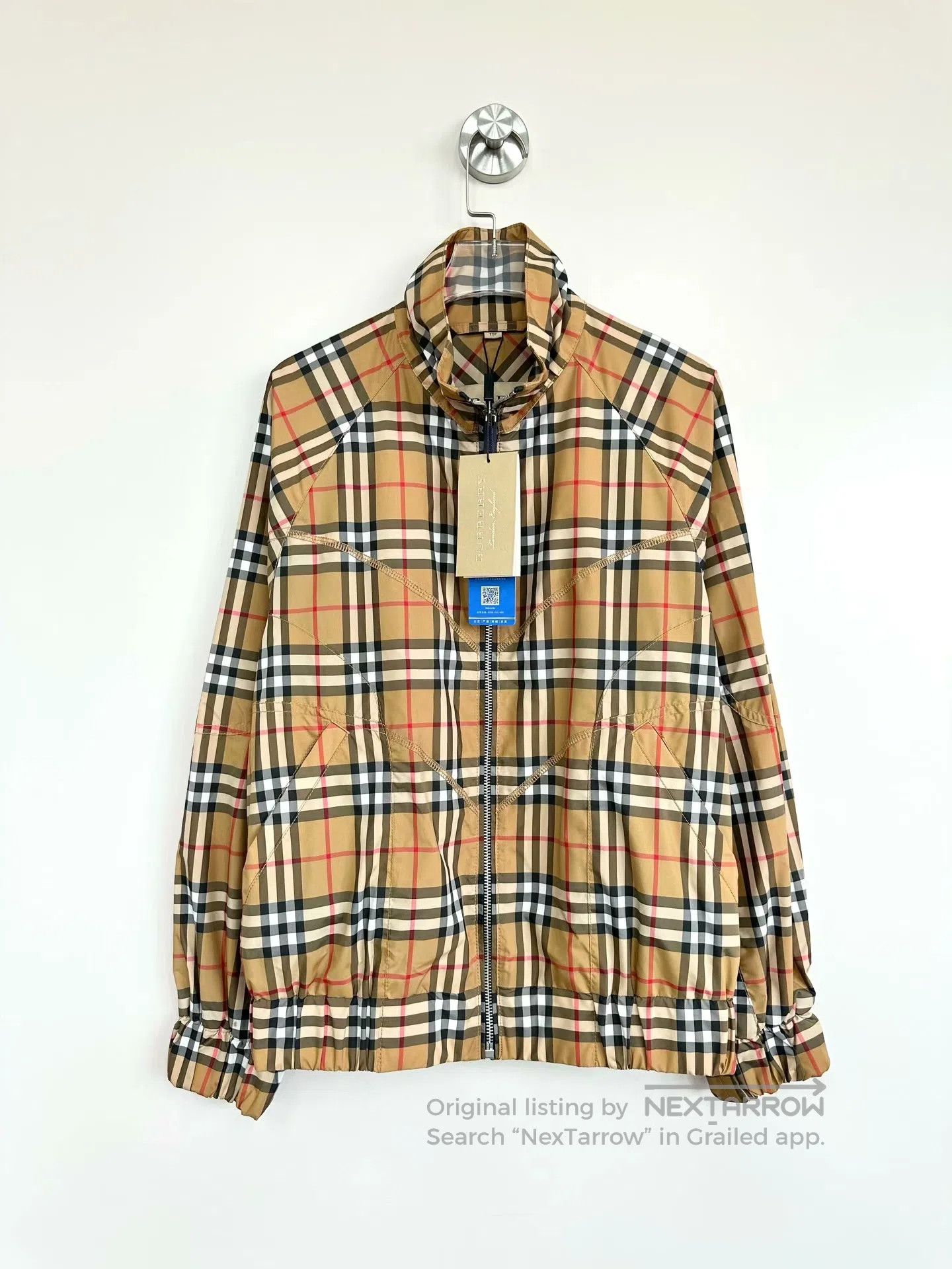 Burberry Burberry Khaki check patterned zipper jacket| Size XXS / US 00 / IT 34 - 1 Thumbnail