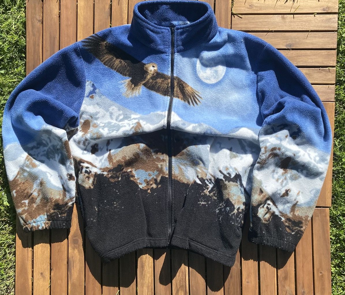 Japanese Brand 🟤Vintage Nature Overprinted Atlas Fleece Jacket Horses 🟤 Size US XL / EU 56 / 4 - 2 Thumbnail