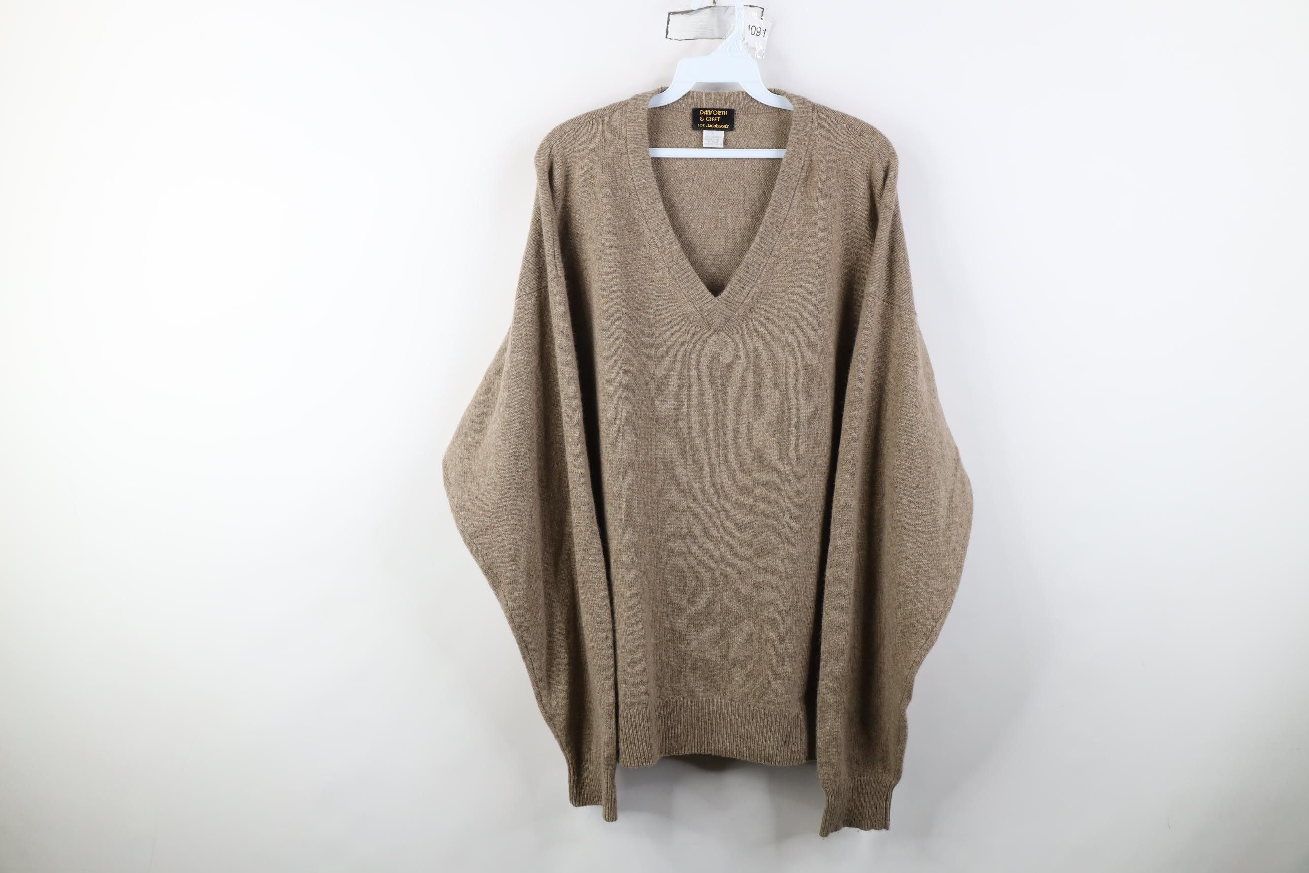 Vintage Vintage 80s 90s Streetwear Cashmere V-Neck Sweater Beige Size US XL / EU 56 / 4 - 1 Thumbnail