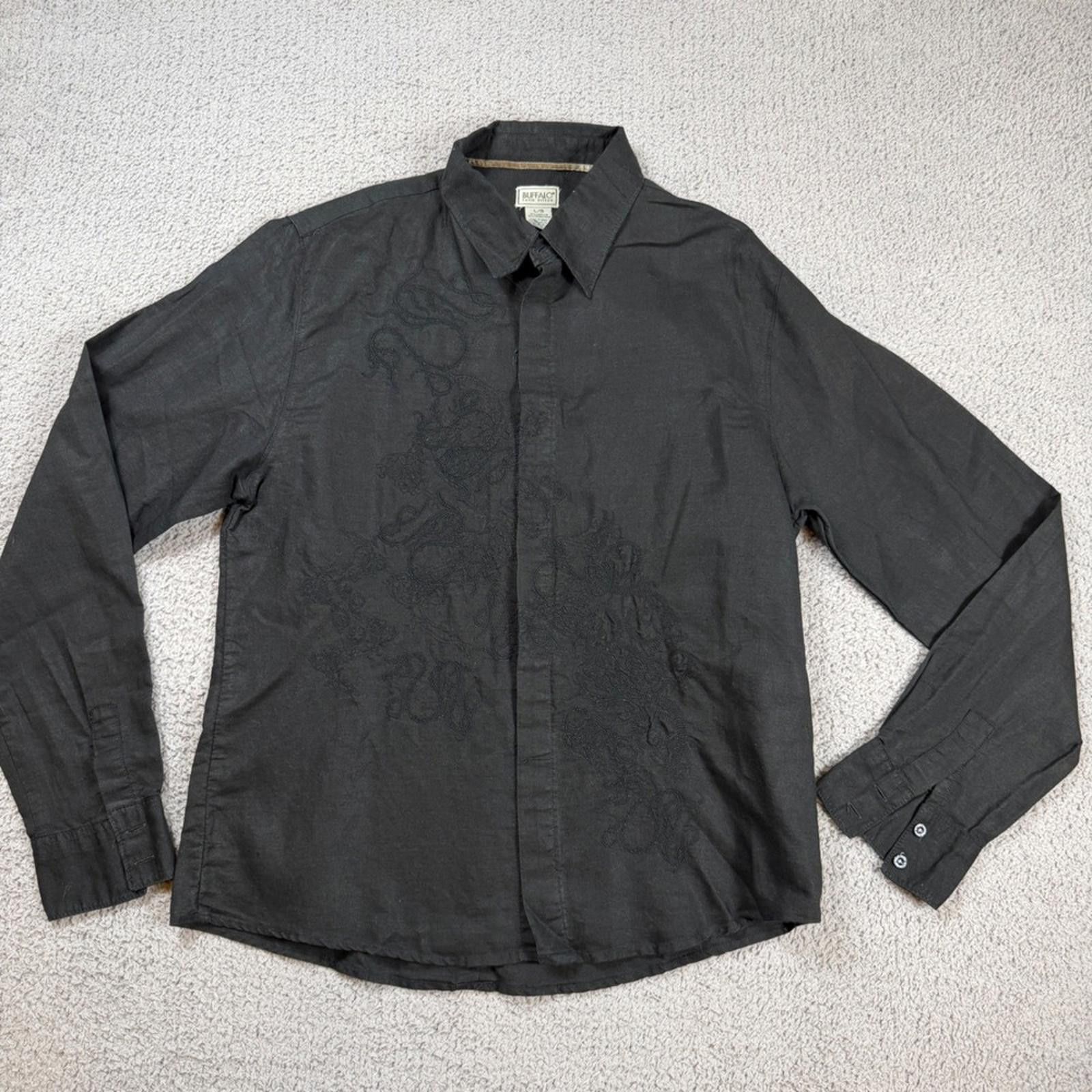 Buffalo David Bitton Buffalo David Bitton Black Linen Blend Button Down Shirt L Size US L / EU 52-54 / 3 - 1 Thumbnail