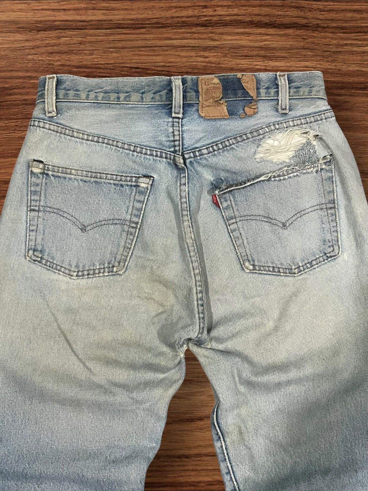 Levi's × Levi's Vintage Clothing × Vintage Vintage 80s Levi’s 501 Button Fly Blue Washed Trashed Jeans Size US 28 / EU 44 - 11 Thumbnail