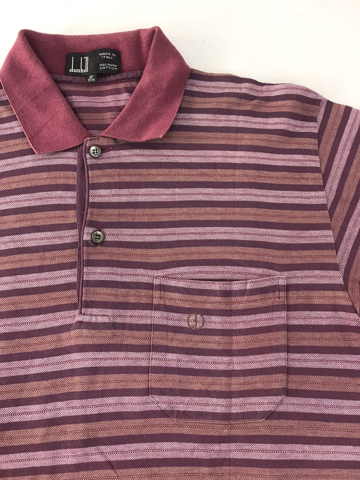 Alfred Dunhill Dunhill Made In Italy Striped Polo Tee Luxury Single Pocket Size US M / EU 48-50 / 2 - 4 Thumbnail