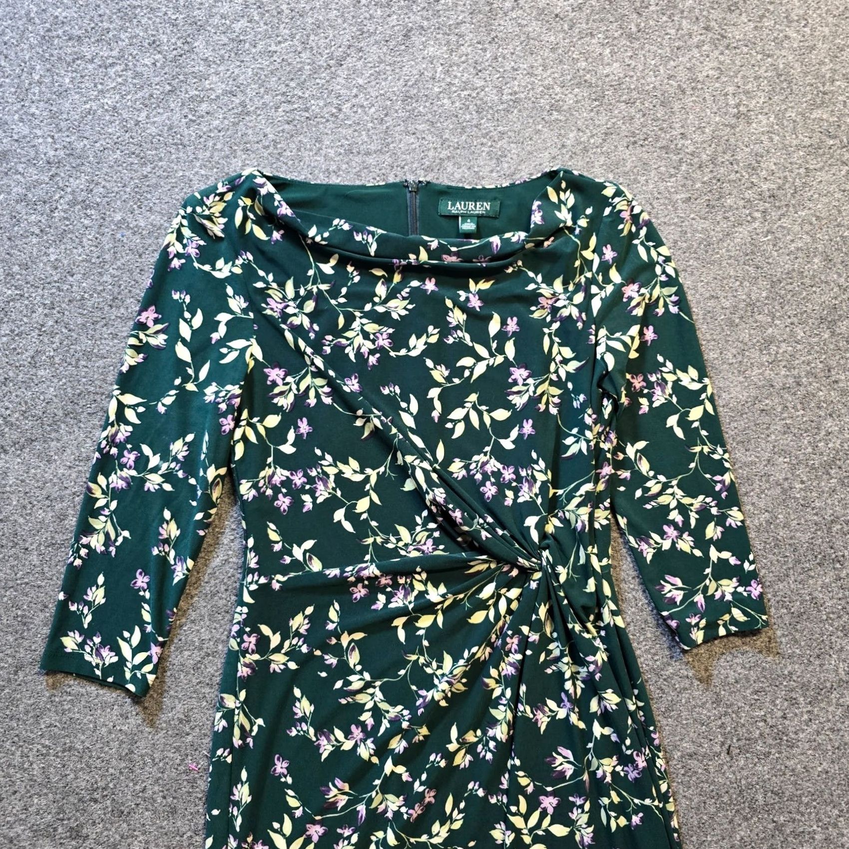 Ralph Lauren Lauren Ralph Lauren Dress Womens Size 4 Green Floral Stretchy Career Cocktail Size S / US 4 / IT 40 - 2 Thumbnail