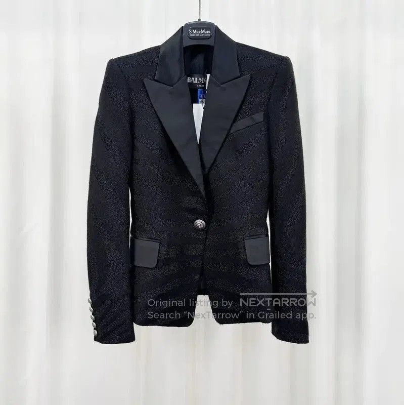 Balmain Balmain Black Wool Blend Embroidered Jacket . Size S / US 4 / IT 40 - 1 Thumbnail