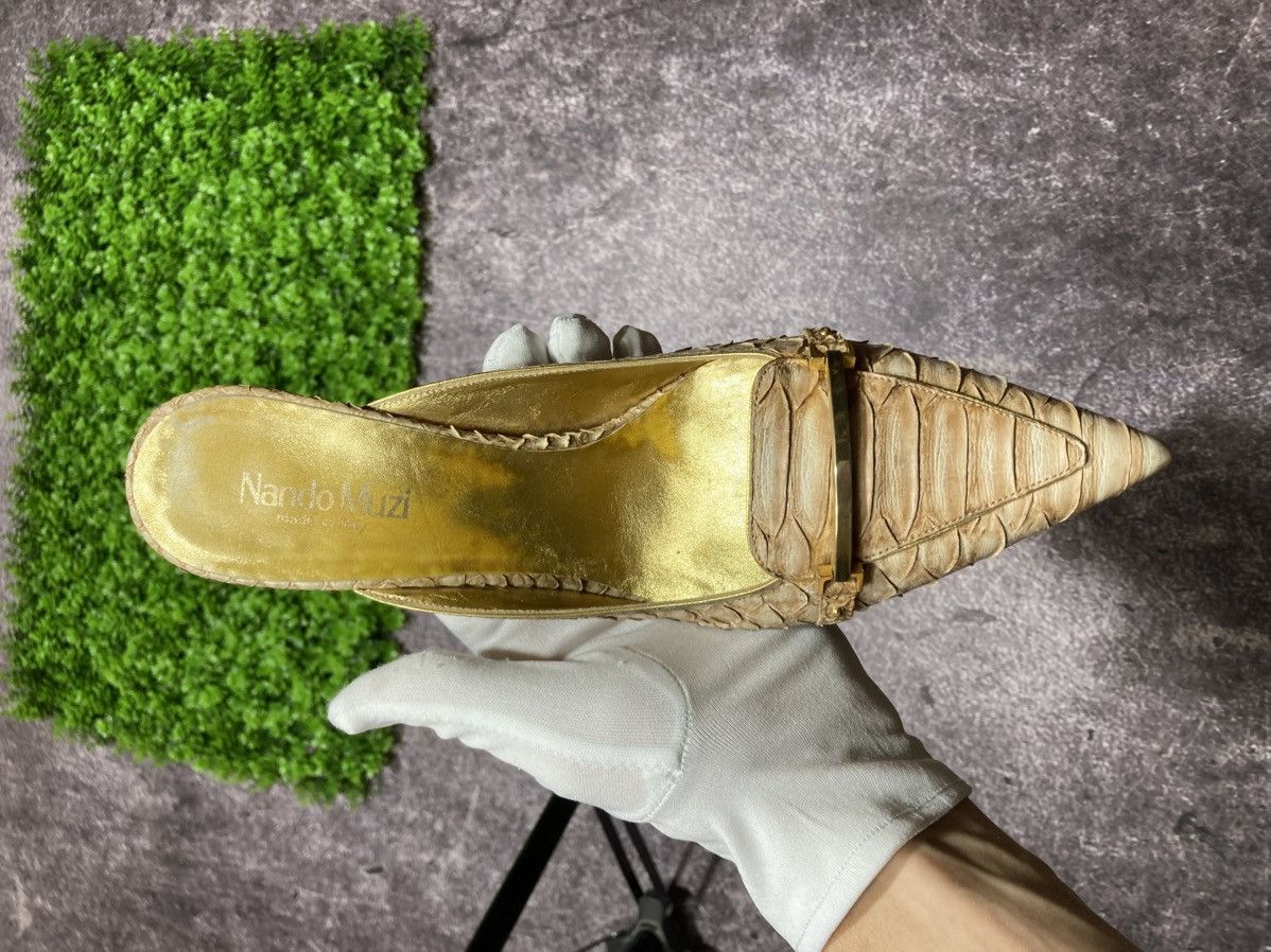 Other NANDO MUZI Mules Heels Toe Python Leather Gold Size US 9 / IT 39 - 11 Thumbnail
