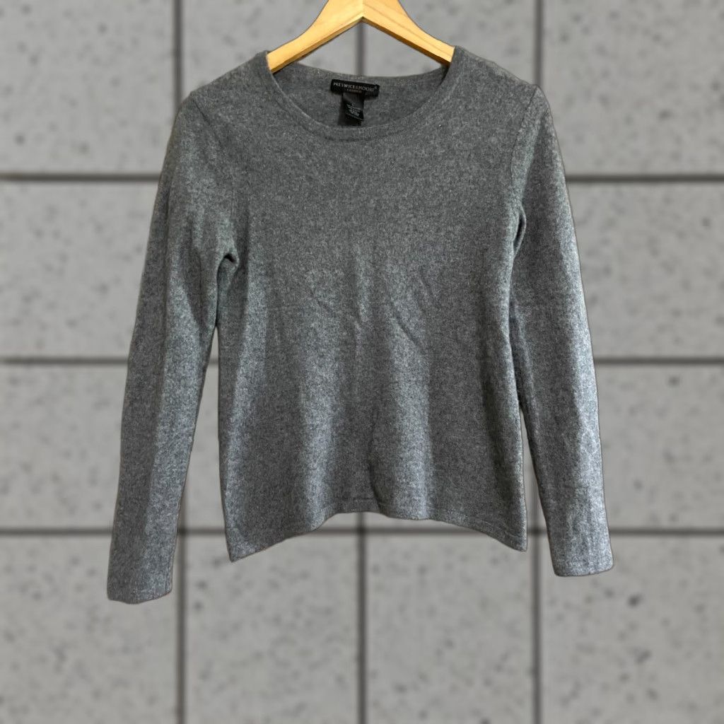 Vintage Preswick & Moore 100% Cashmere Large Gray Long Sleeve Top Sweater Women L Pullover Scoop Neck Knit Lightweight Size L / US 10 / IT 46 - 1 Thumbnail