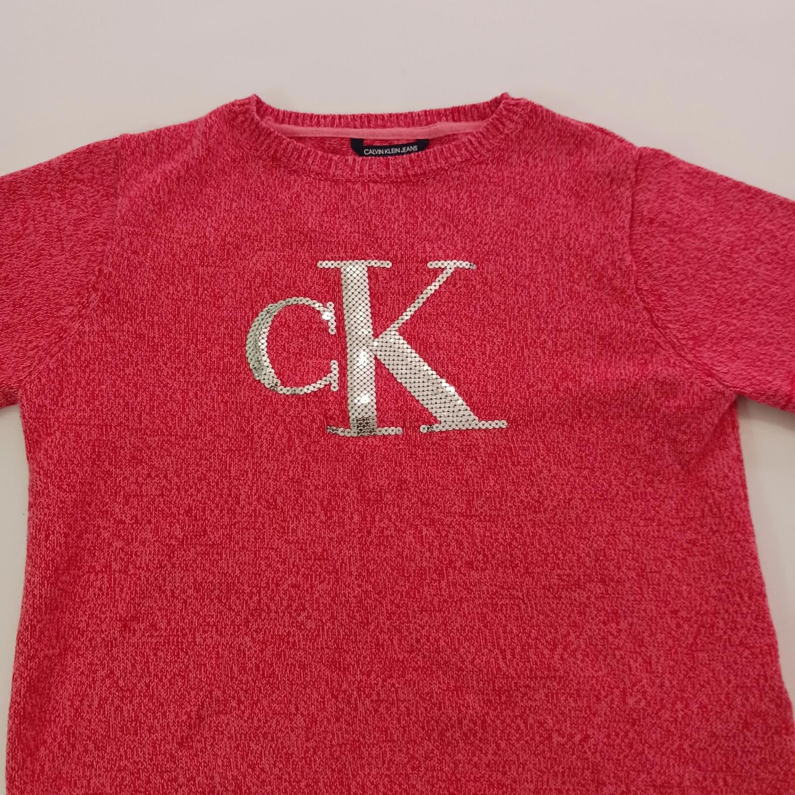 Designer Calvin Klein Jeans Women's Pink Cotton Logo Sweater L(12/14) Size L / US 10 / IT 46 - 10 Thumbnail