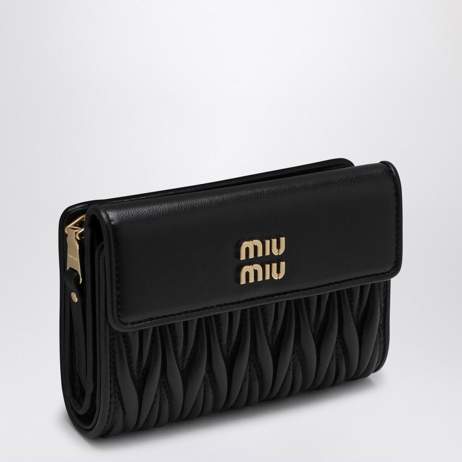 Miu Miu o1d2blof0924 Size: OS / Leather Wallet in Black Size ONE SIZE - 1 Thumbnail